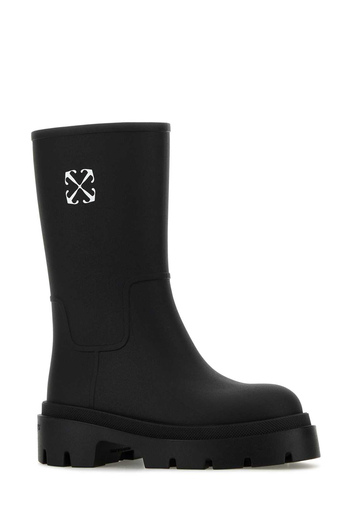 Shop Off-white Black Rubber Reboot Arrow Boots In Blackwhite