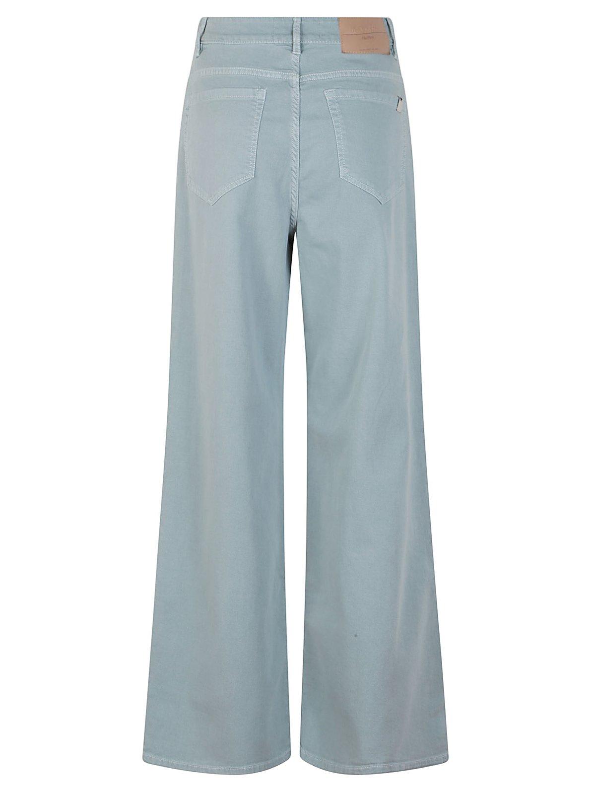 Weekend Max Mara Medina Logo Patch Wide Leg Trousers In Anice