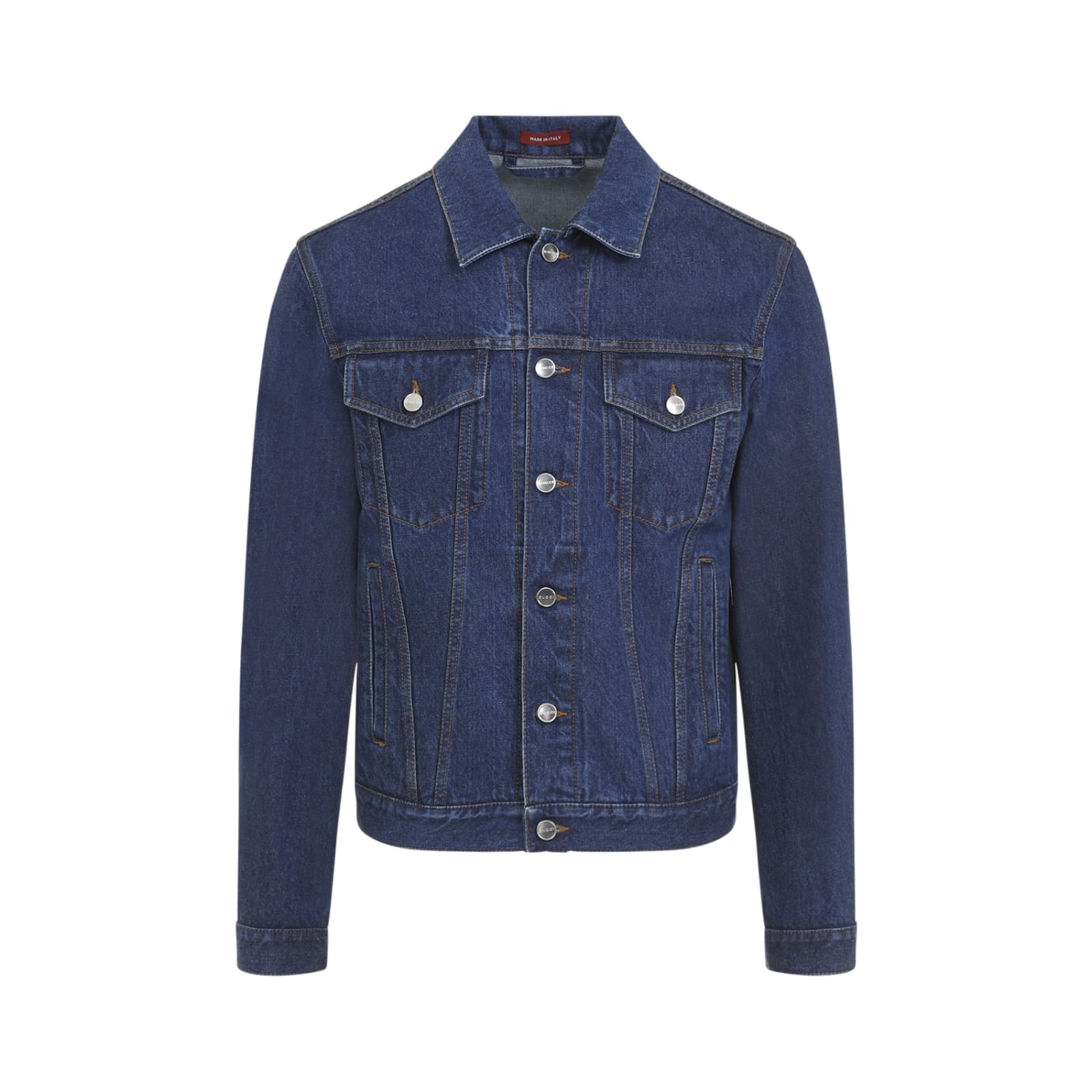 Shop Gucci Cotton Jacket In Dark Blue Mix