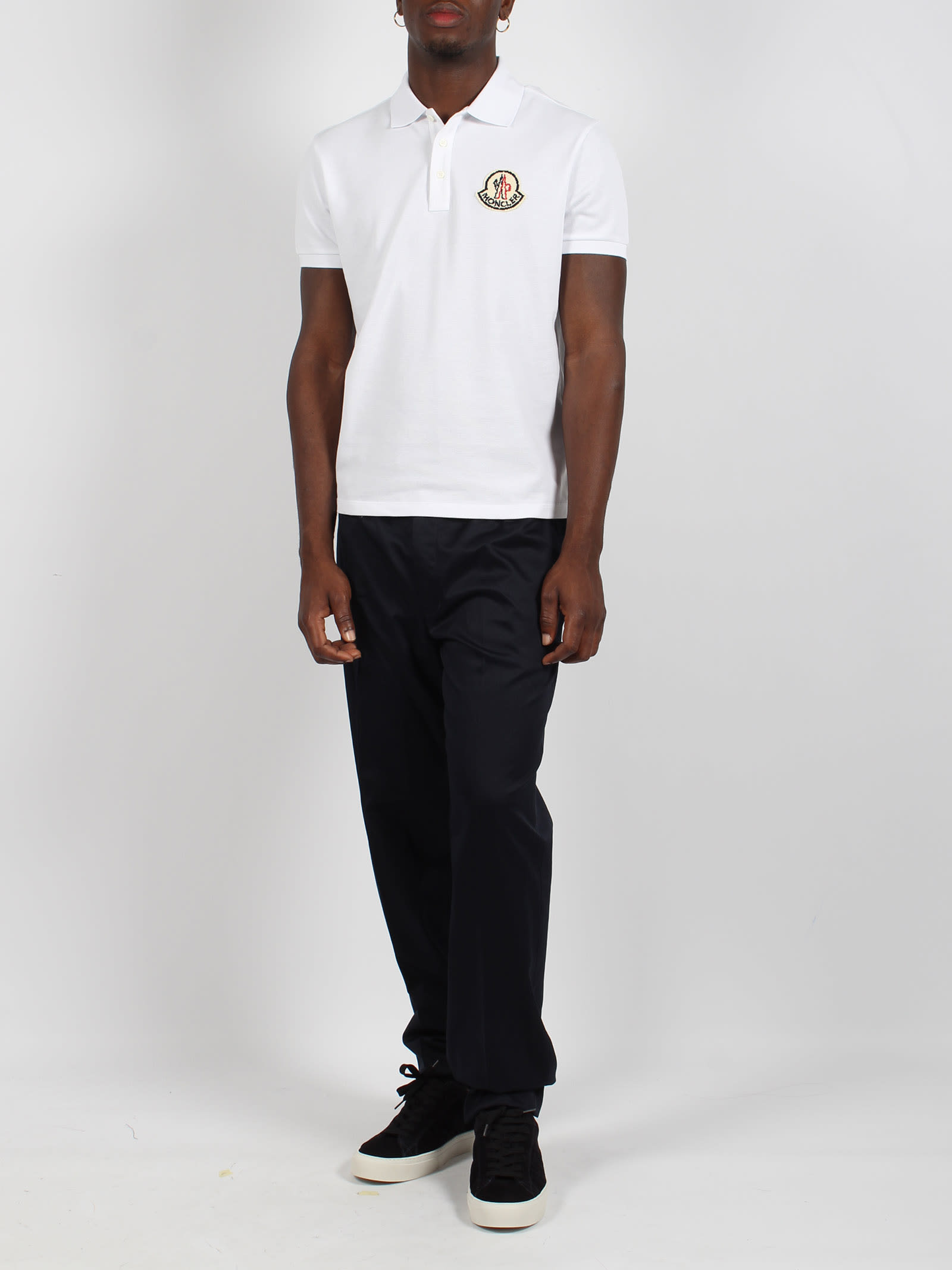 Shop Moncler Cotton Crêpe Jogging Trousers In Blue