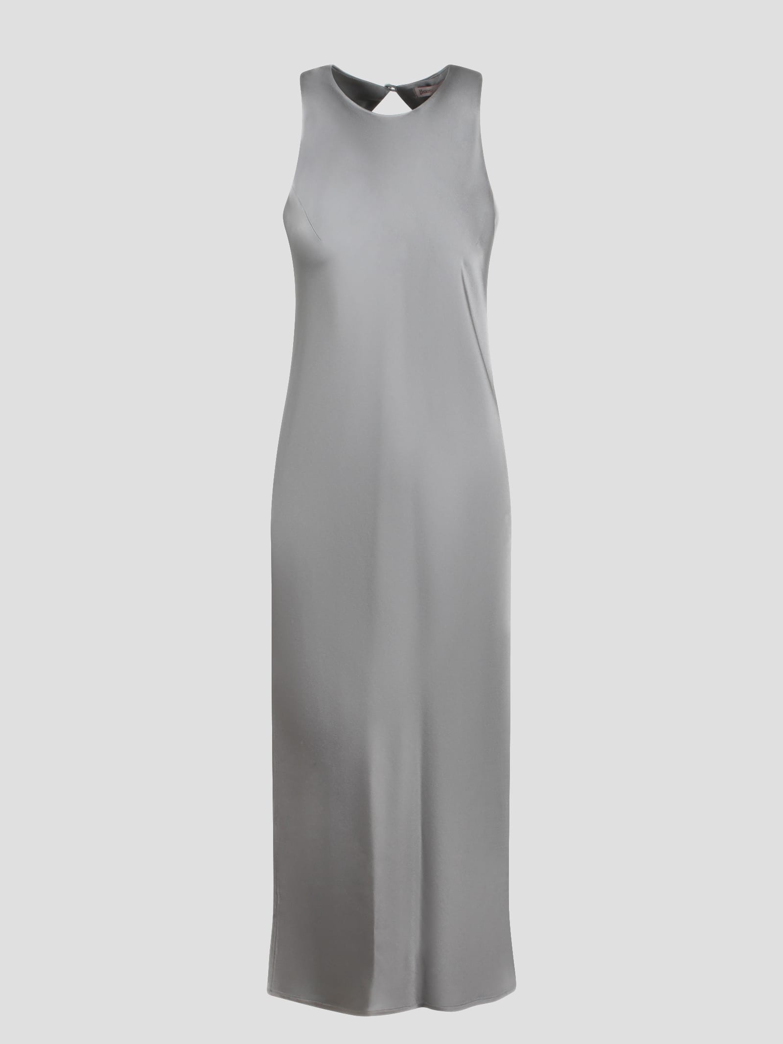 Shop Herno Fluid Satin Dress In Grey