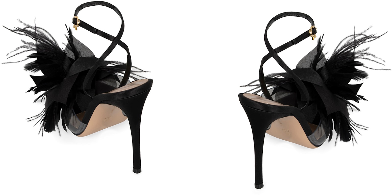 Gianvito Rossi Ynez 105mm Feather-embellished Sandals In Black