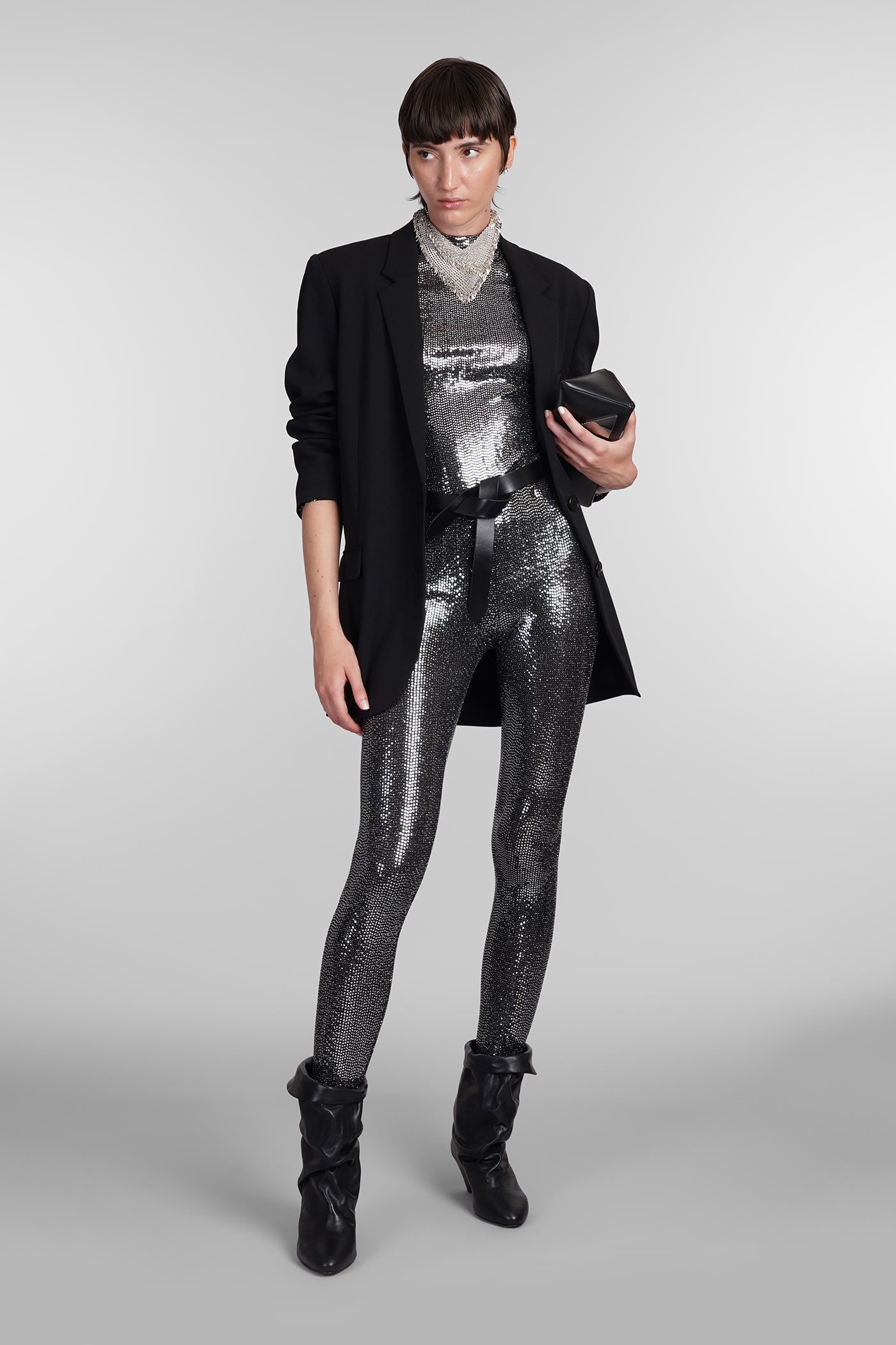 Shop Isabel Marant Joshua Leggings In Silver Nylon