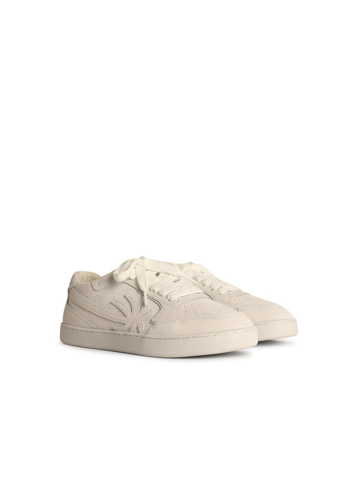 Shop Palm Angels New Palm White Suede Sneakers