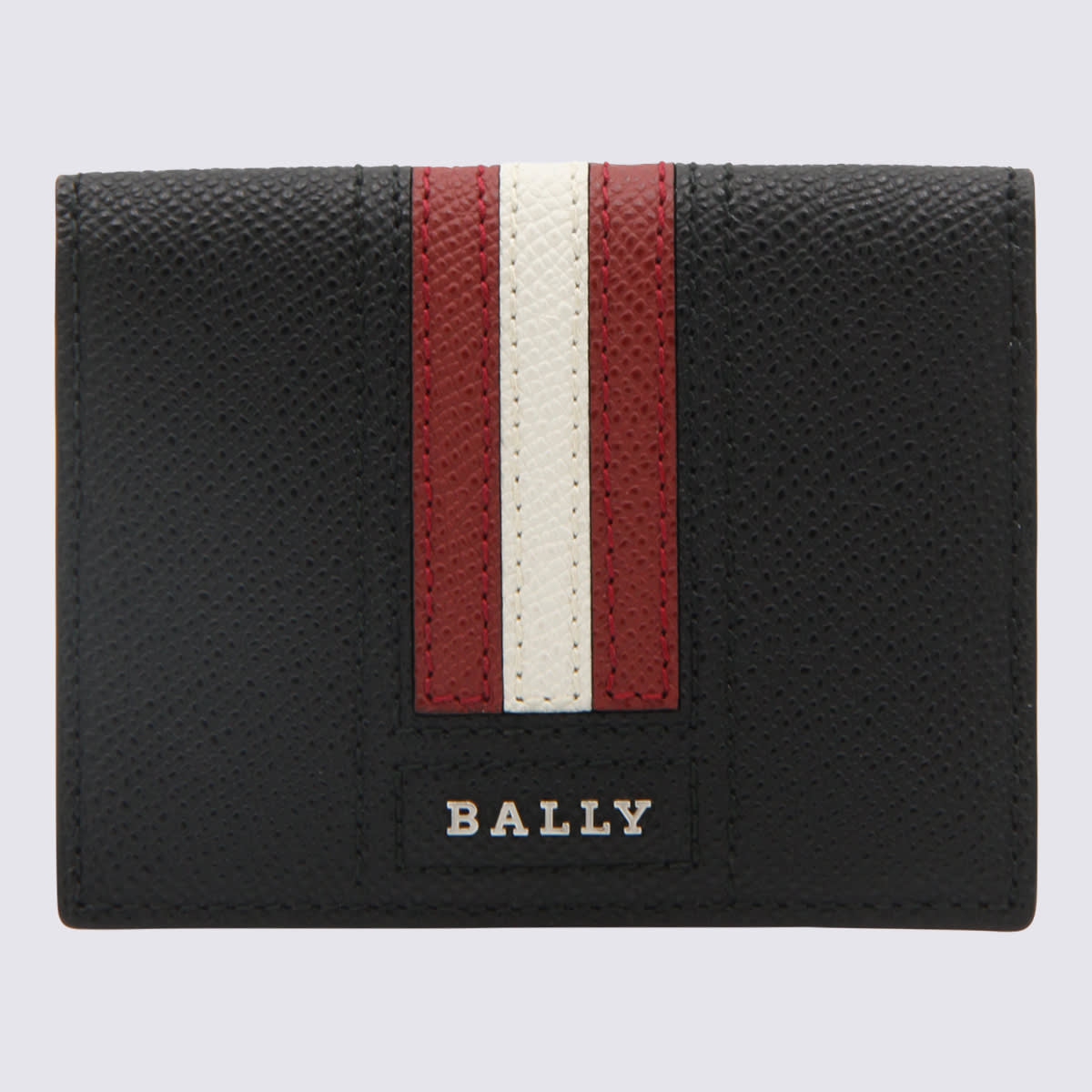 Shop Bally Black, White And Red Leather Wallet