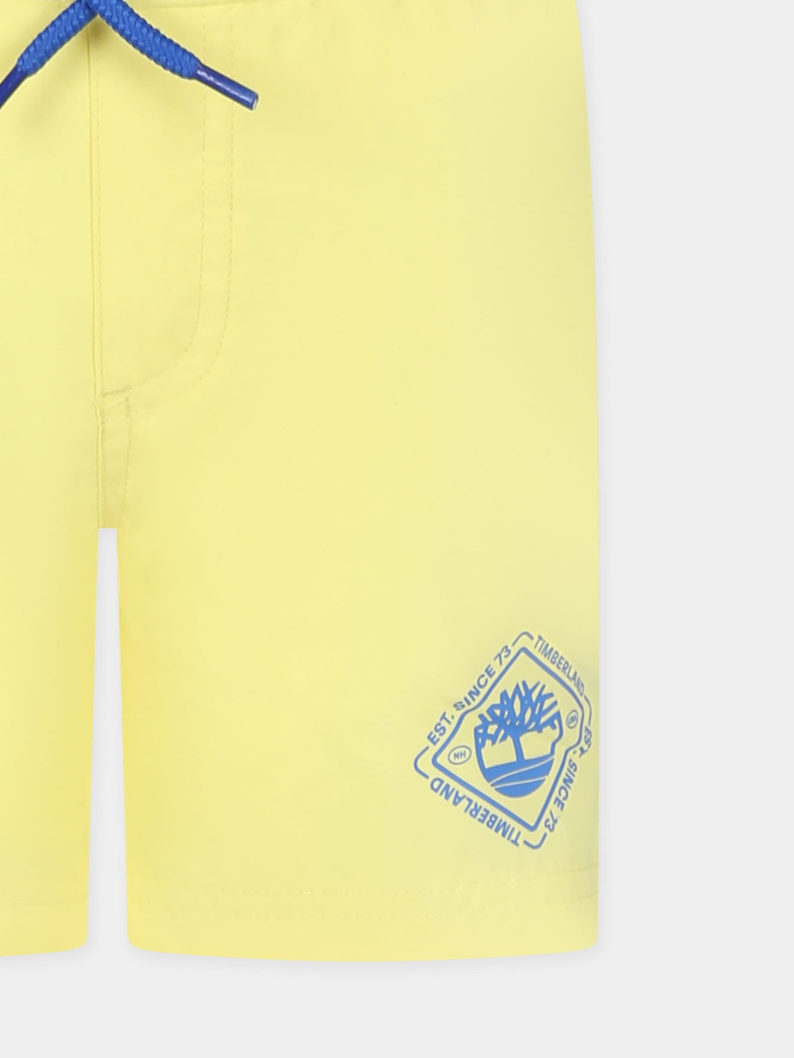 Timberland Yellow Swim Shorts For Boy With Tree In Yellow