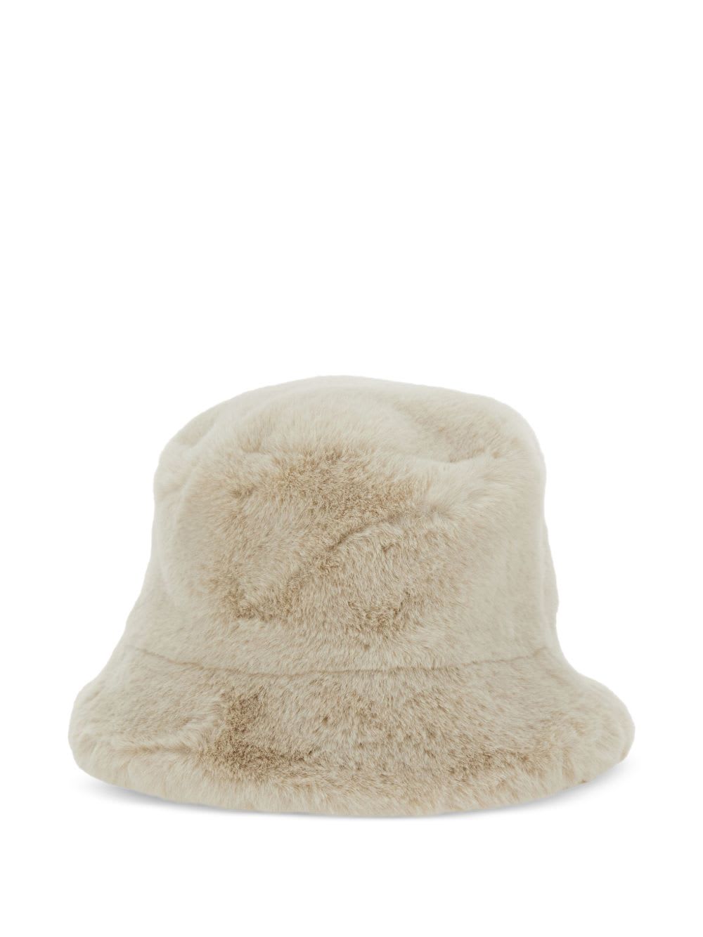 Apparis Amara White Bucket Hat In Ecofur Woman In White
