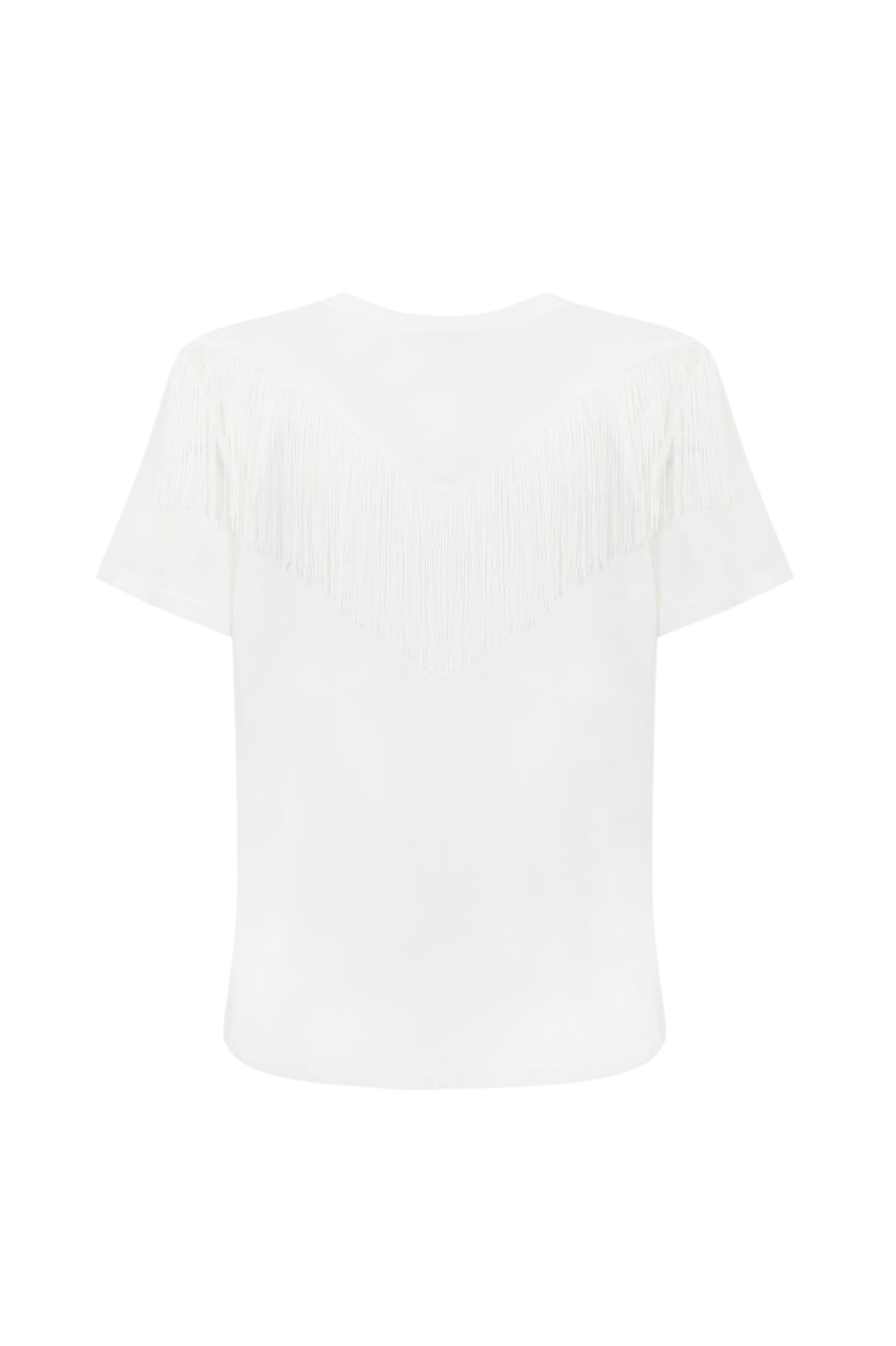 Shop Pinko T-shirt With Fringes In Bianco