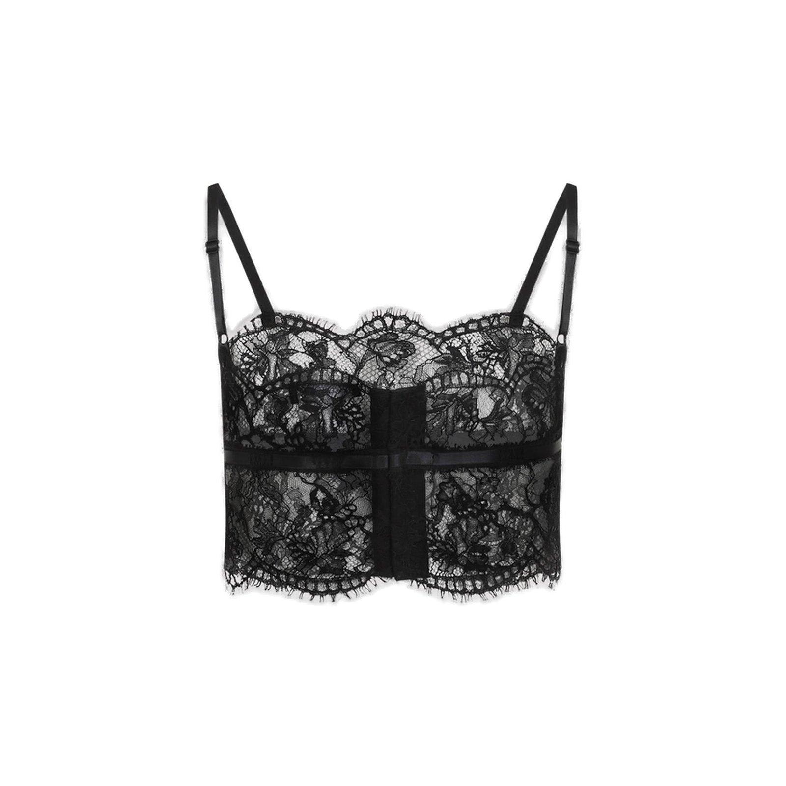 Shop Dolce & Gabbana Lace Lingerie Top In Black