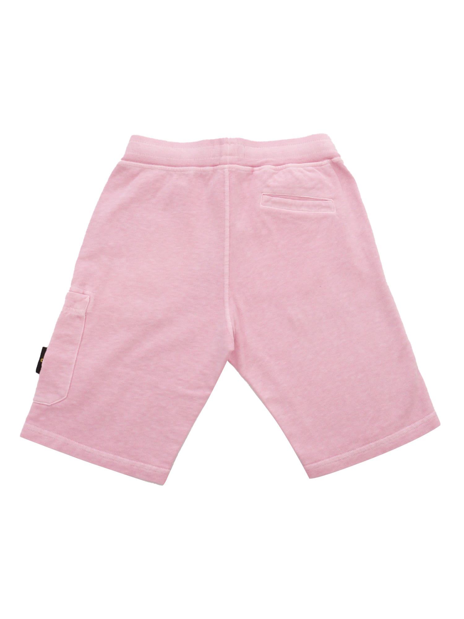 Shop Stone Island Junior Pink Fleece Bermuda Shorts