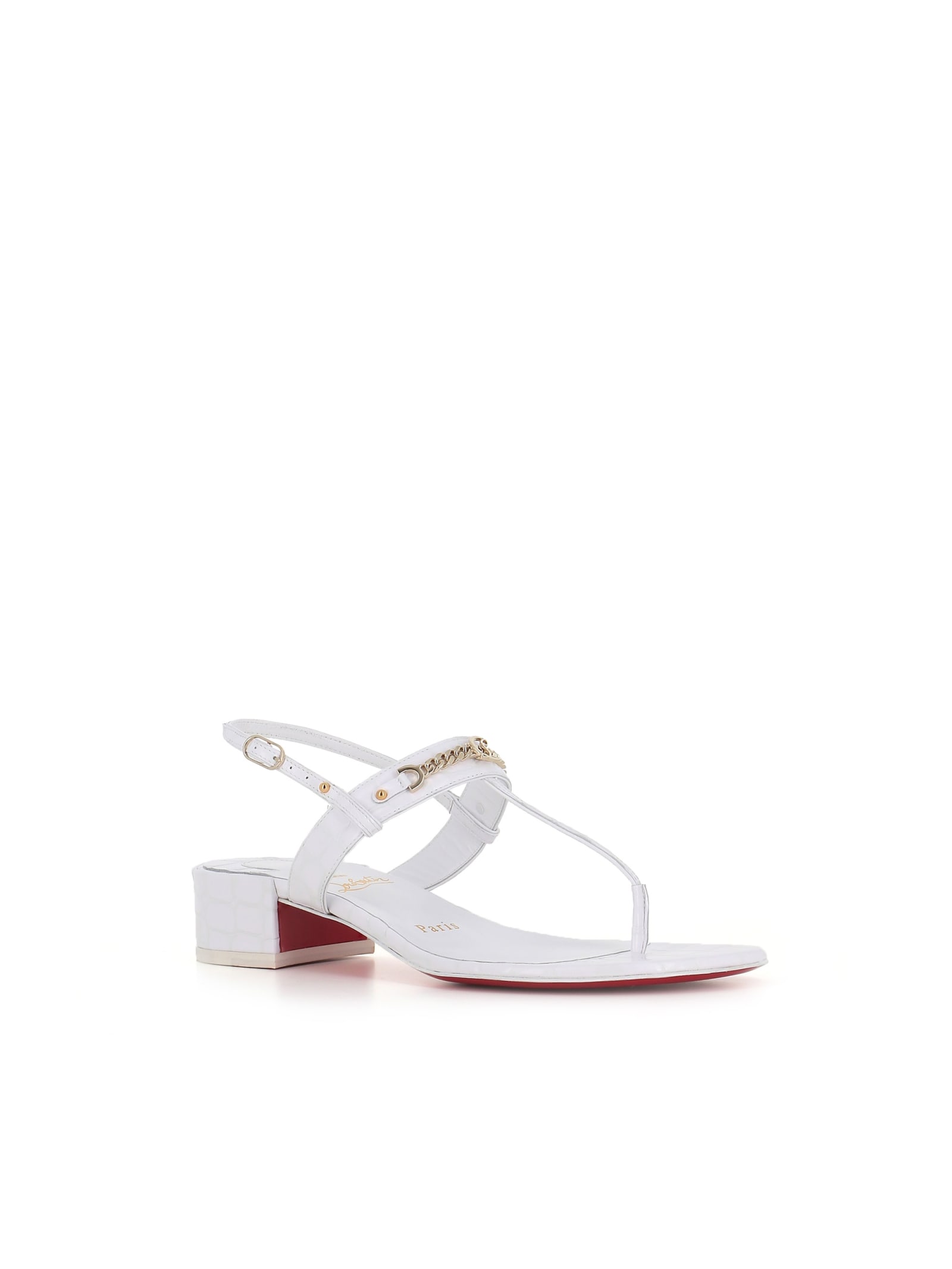 Shop Christian Louboutin Sandal Mj Thong 25 In White