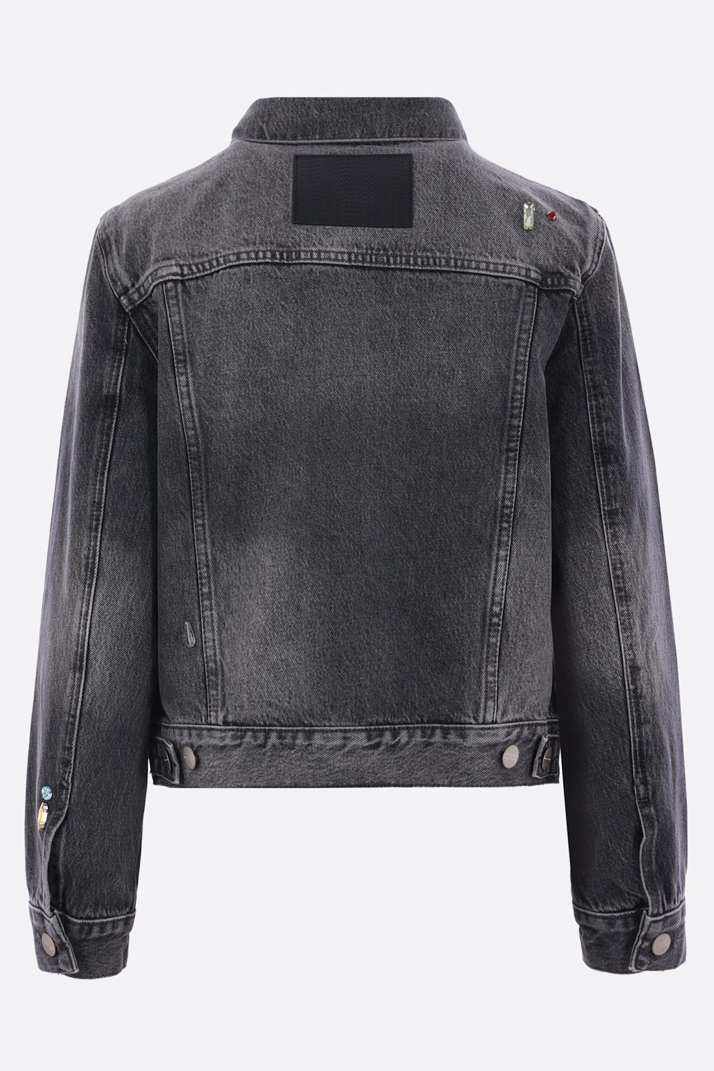 Marc Jacobs Fray Charm Shrunken Trucker Denim Jacket In Black