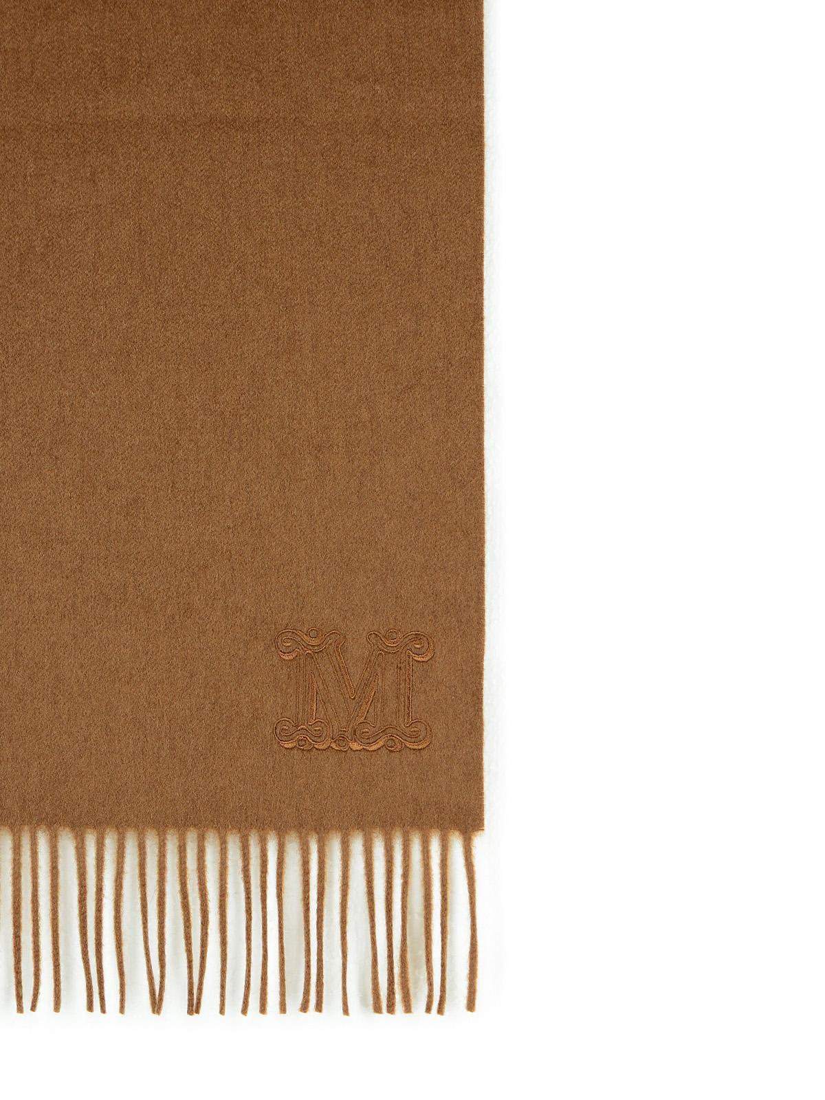 Max Mara Wsdalia Cashmere Stole With Brown Monogram Embroidery In Brown