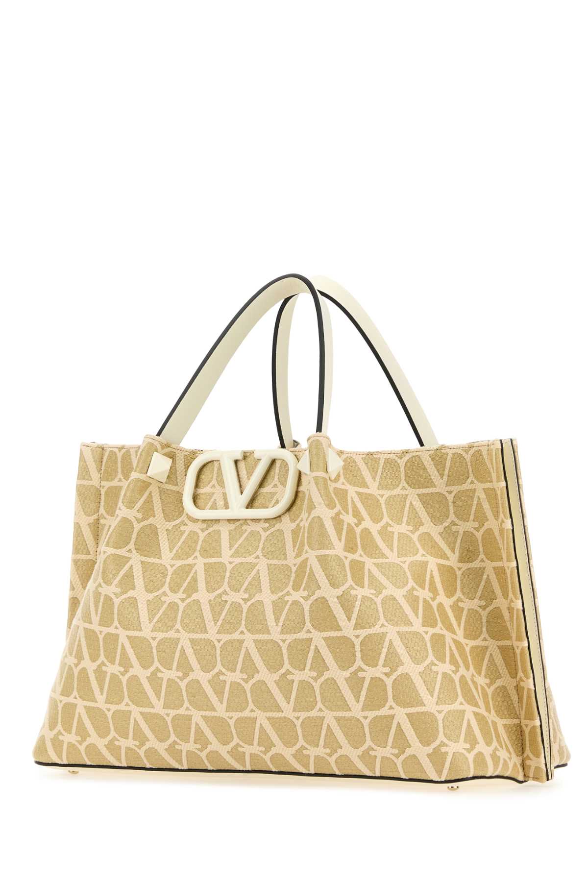 Shop Valentino - Toile Iconographe Raffia Tote Bag In Naturaleivory