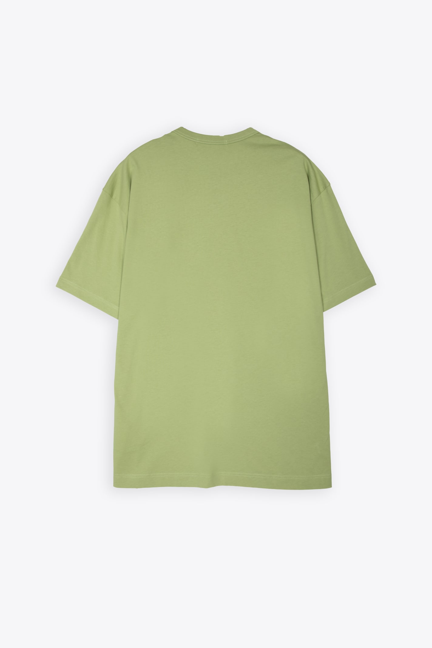 Shop Comme Des Garçons Shirt Mens T-shirt Knit Green Cotton Oversize T-shirt With Chest Logo In Cachi