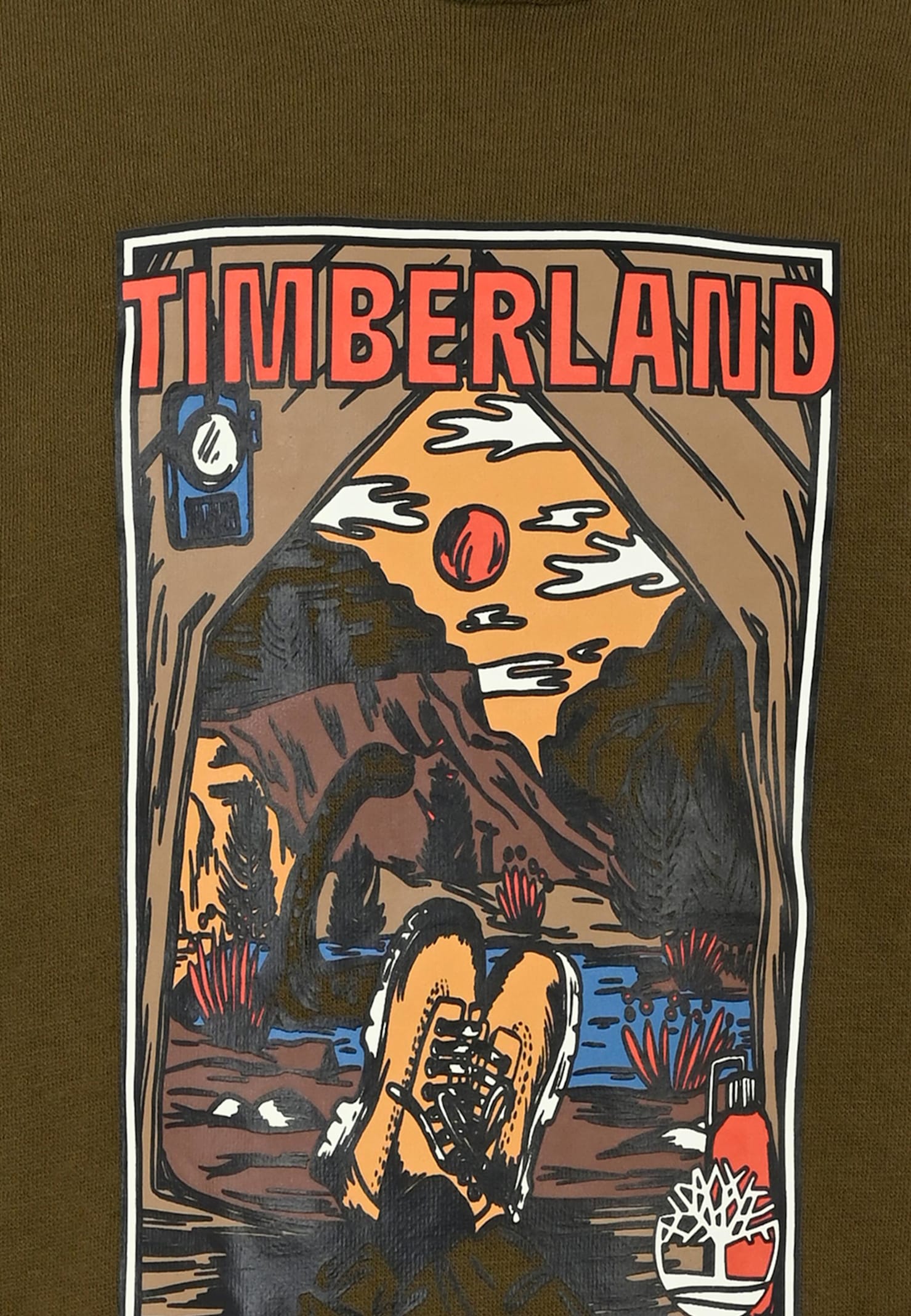 Timberland Green Sweatshirt For Boy With Landscape Print In Green