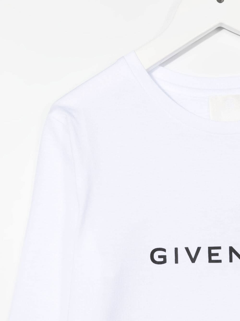 Shop Givenchy Kids White Long Sleeve T-shirt With Signature And Logo