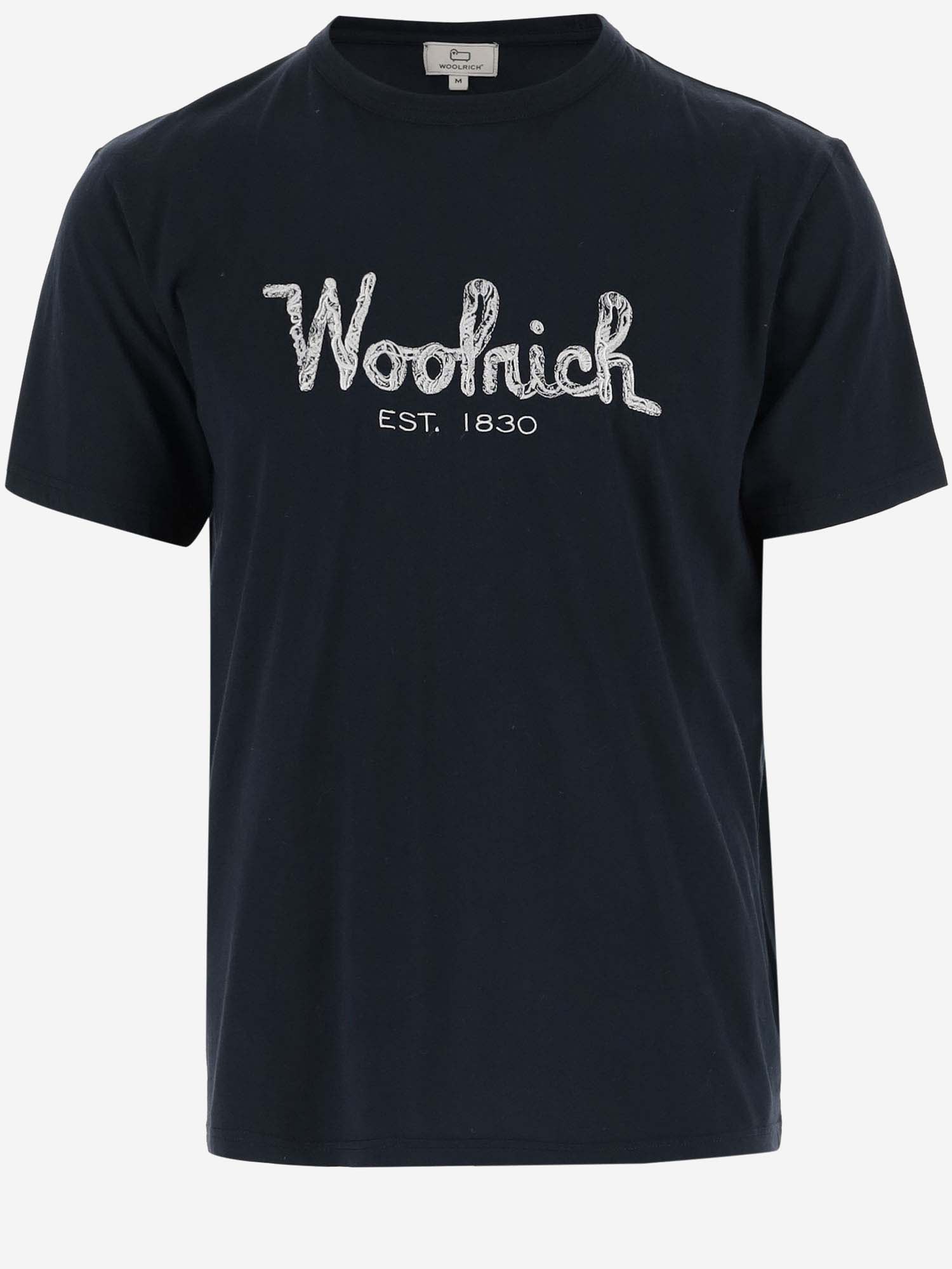 Shop Woolrich Cotton T-shirt With Logo In Navy