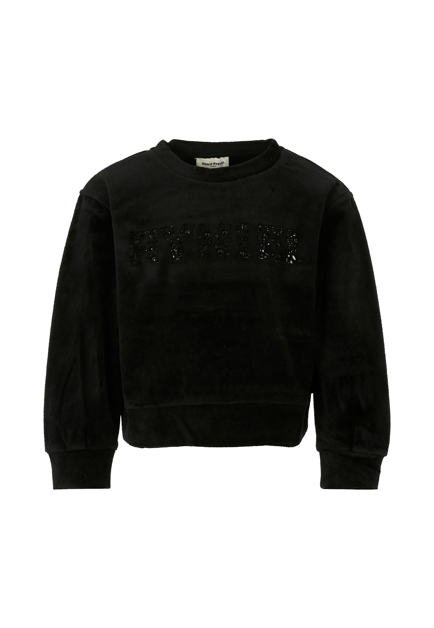 Rykiel Enfant Black Sweatshirt For Girl With Logo In Black