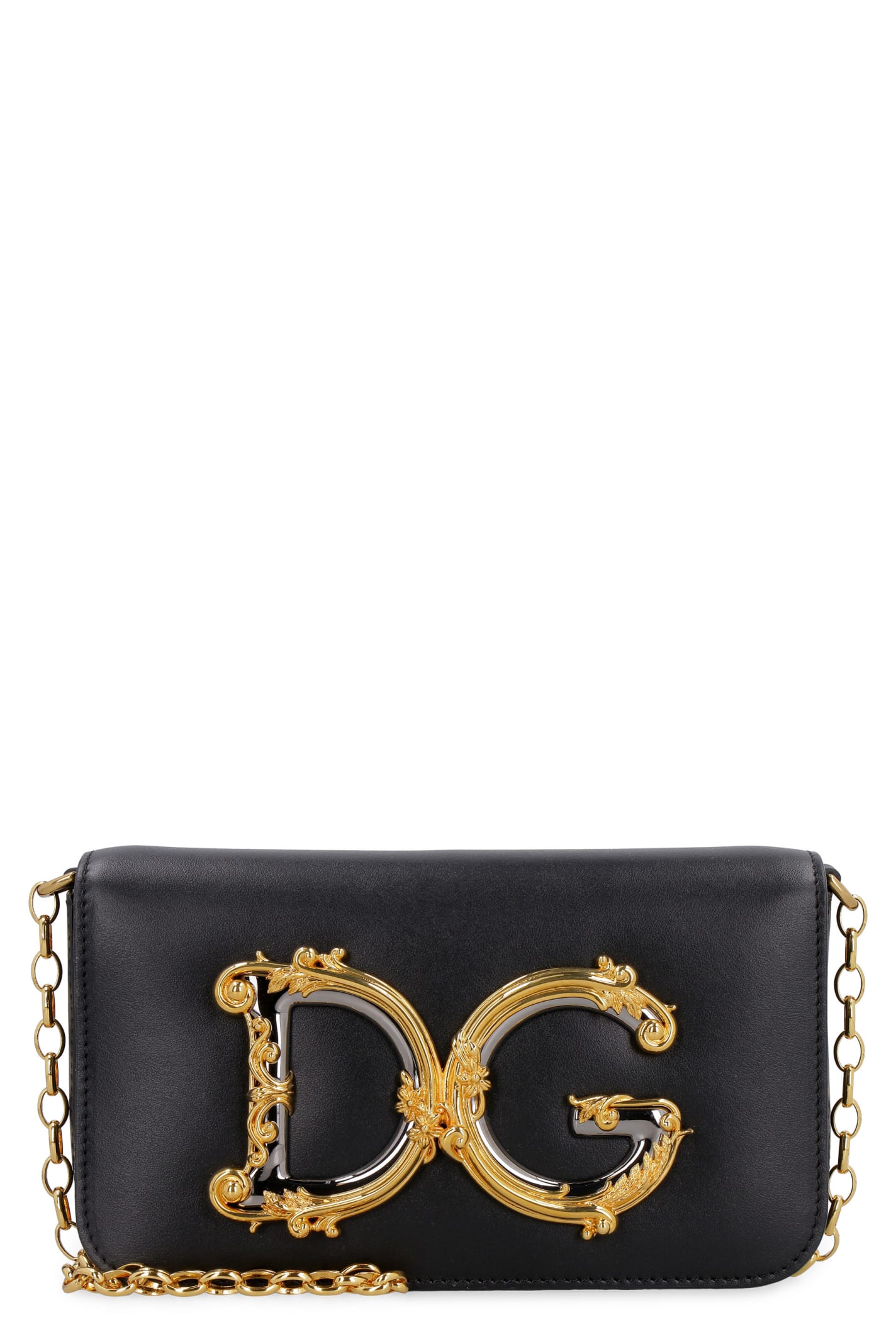 Dolce & Gabbana Dg Girls Leather Crossbody Bag In Black