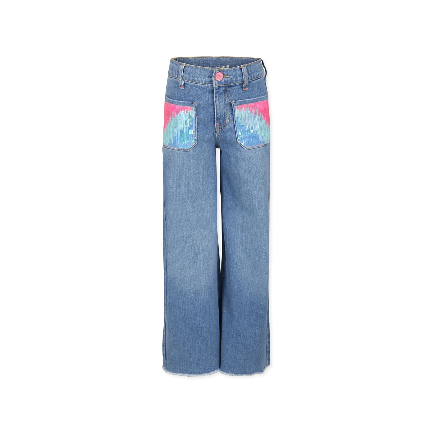 Billieblush Blue Jeans For Gilr With Sequins In Denim