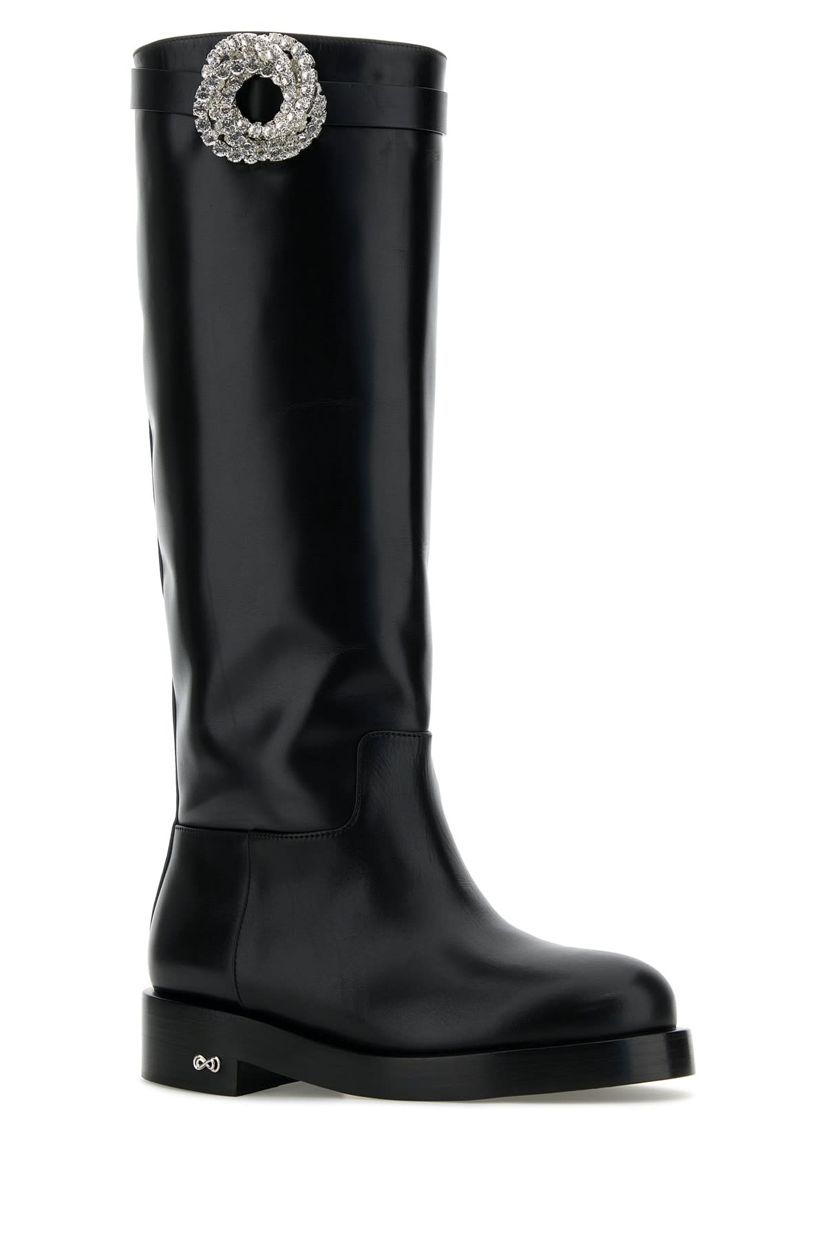 Mach & Mach Black Leather Galaxy Riding Boots In Black