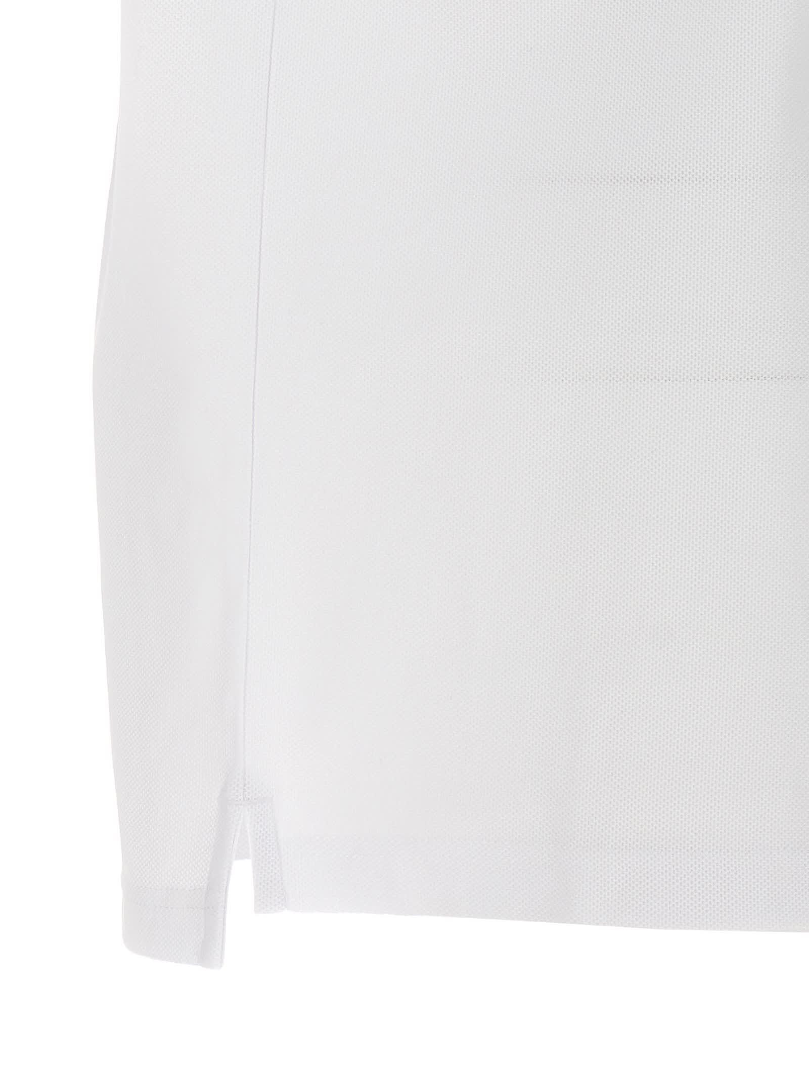 Burberry Check-collar White Polo Shirt With Three-button Placket In White