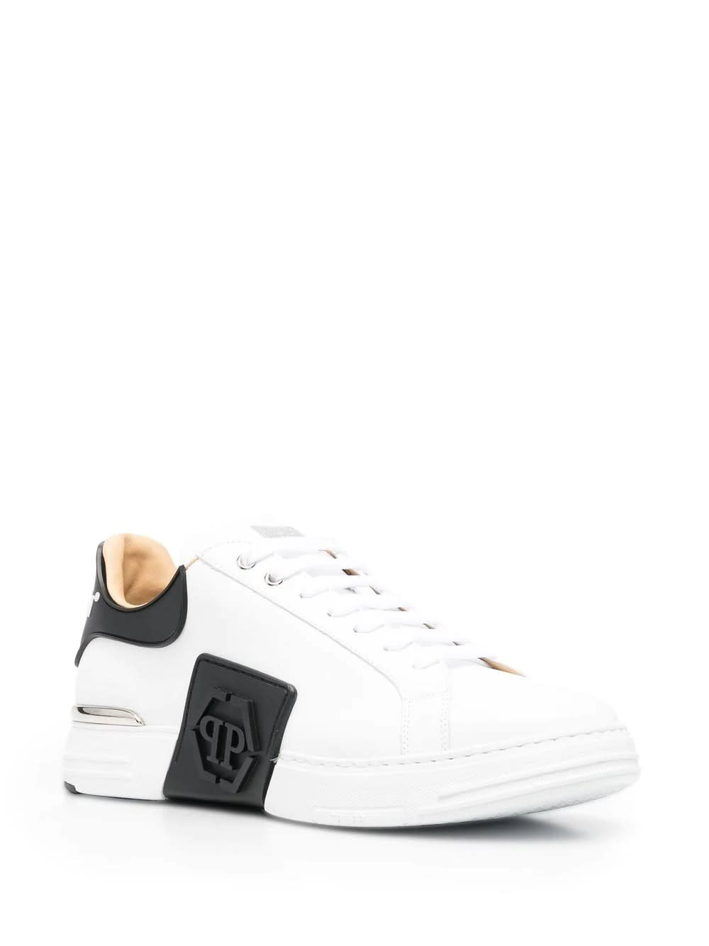 Shop Philipp Plein Hexagon Sneakers In White Leather