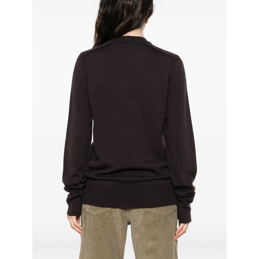 Studio Nicholson V-neck Merino-wool Sweater In Brown