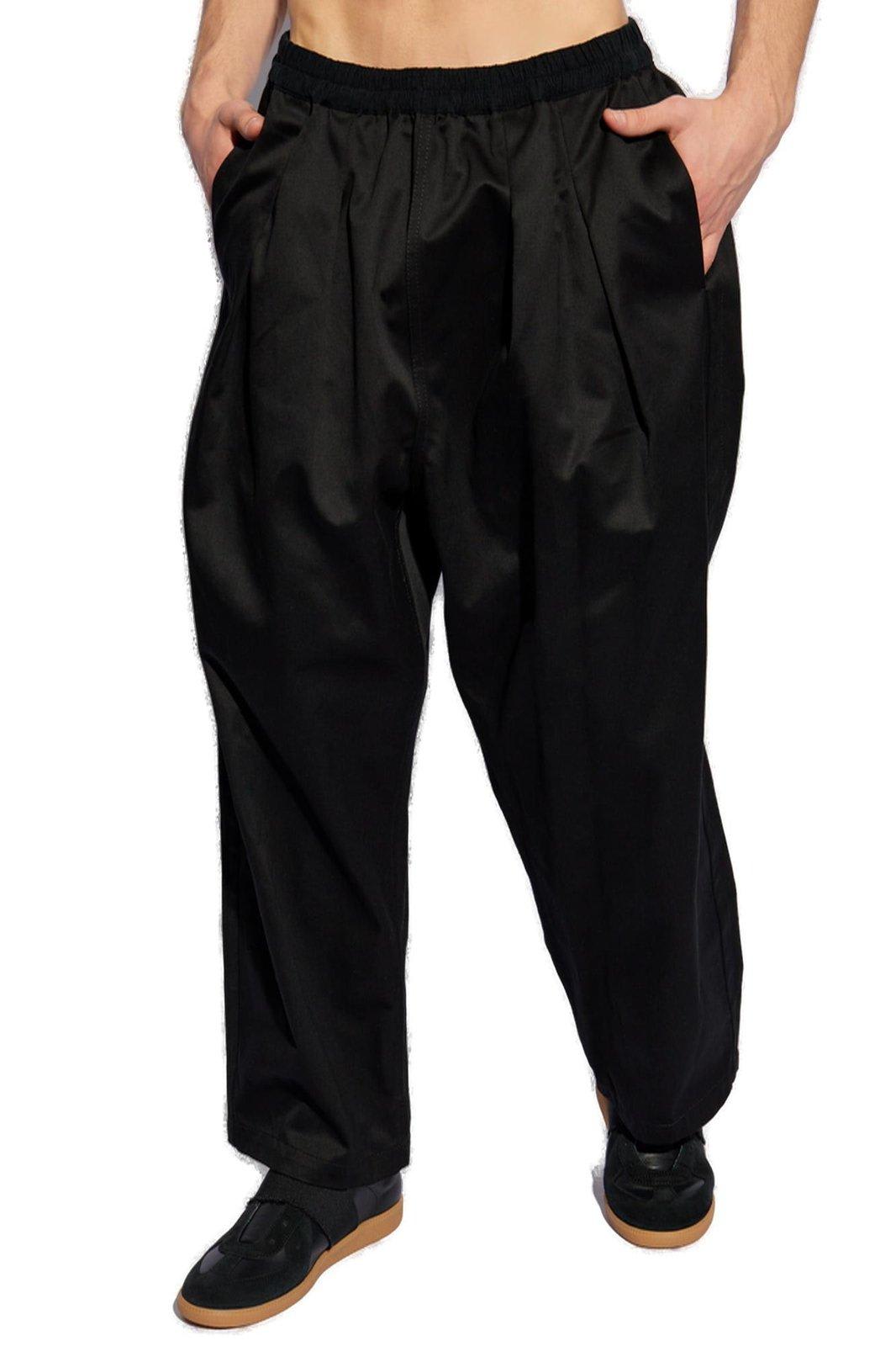 Shop Maison Margiela Pleated Loose-fit Cropped Pants In Black