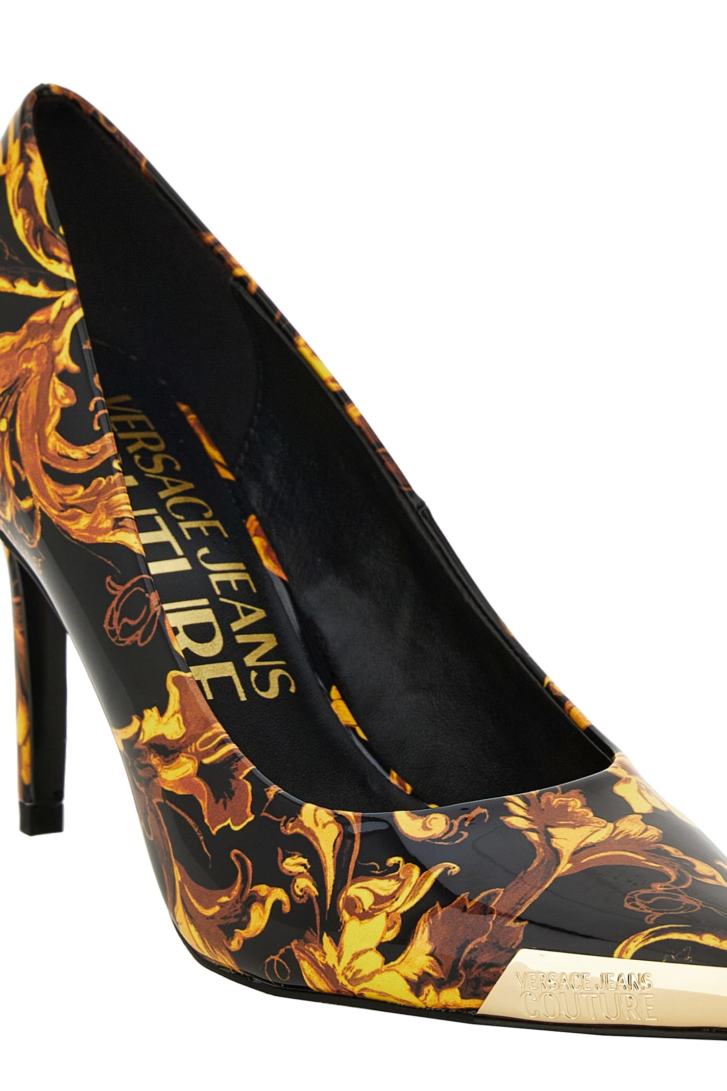 Versace Jeans Couture Baroque-print Stiletto Pumps In Multi