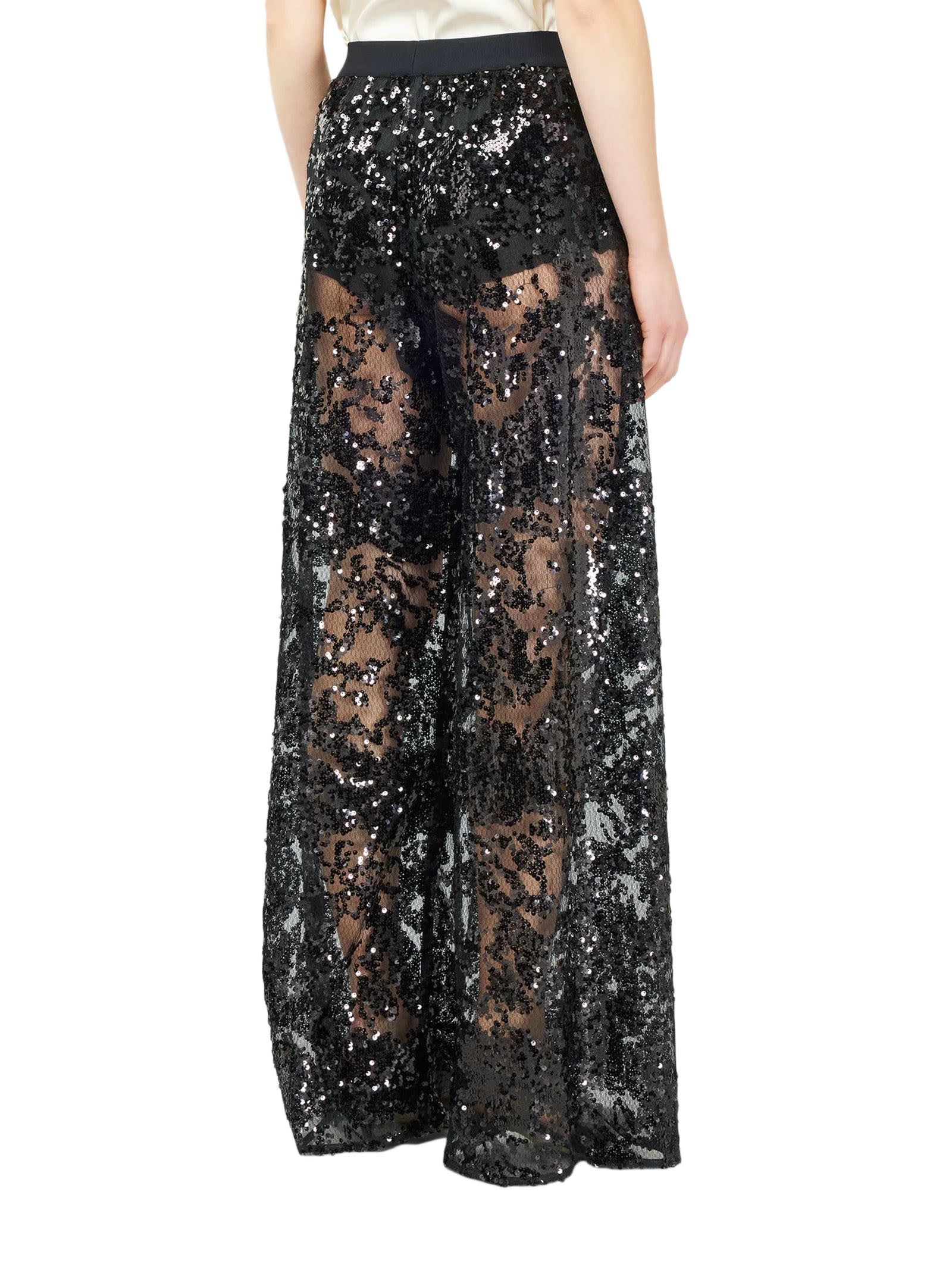 Shop Semicouture Cady Palazzo Trousers In Black