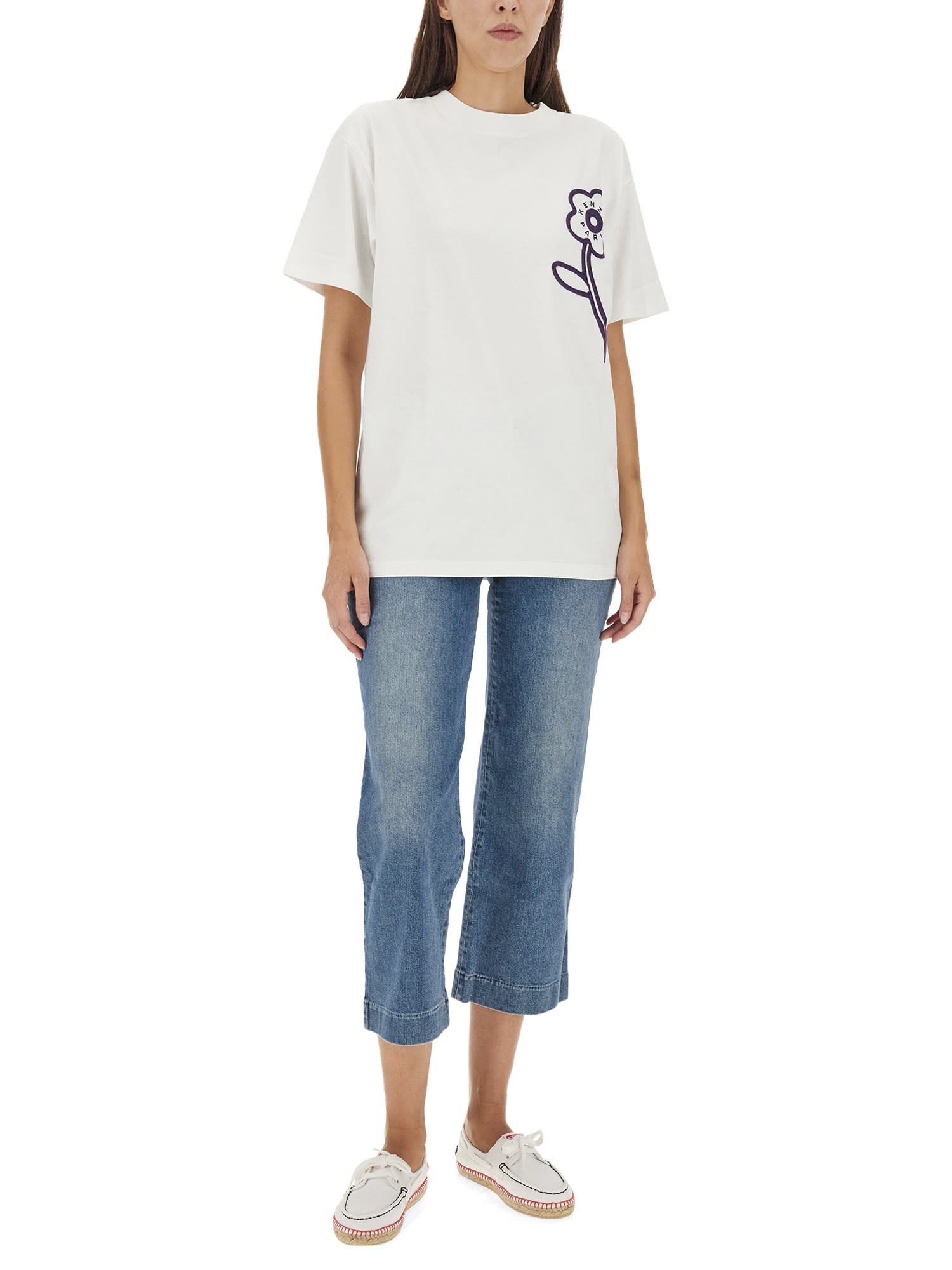 Shop Kenzo T-shirt With Logo In Blanc Casse