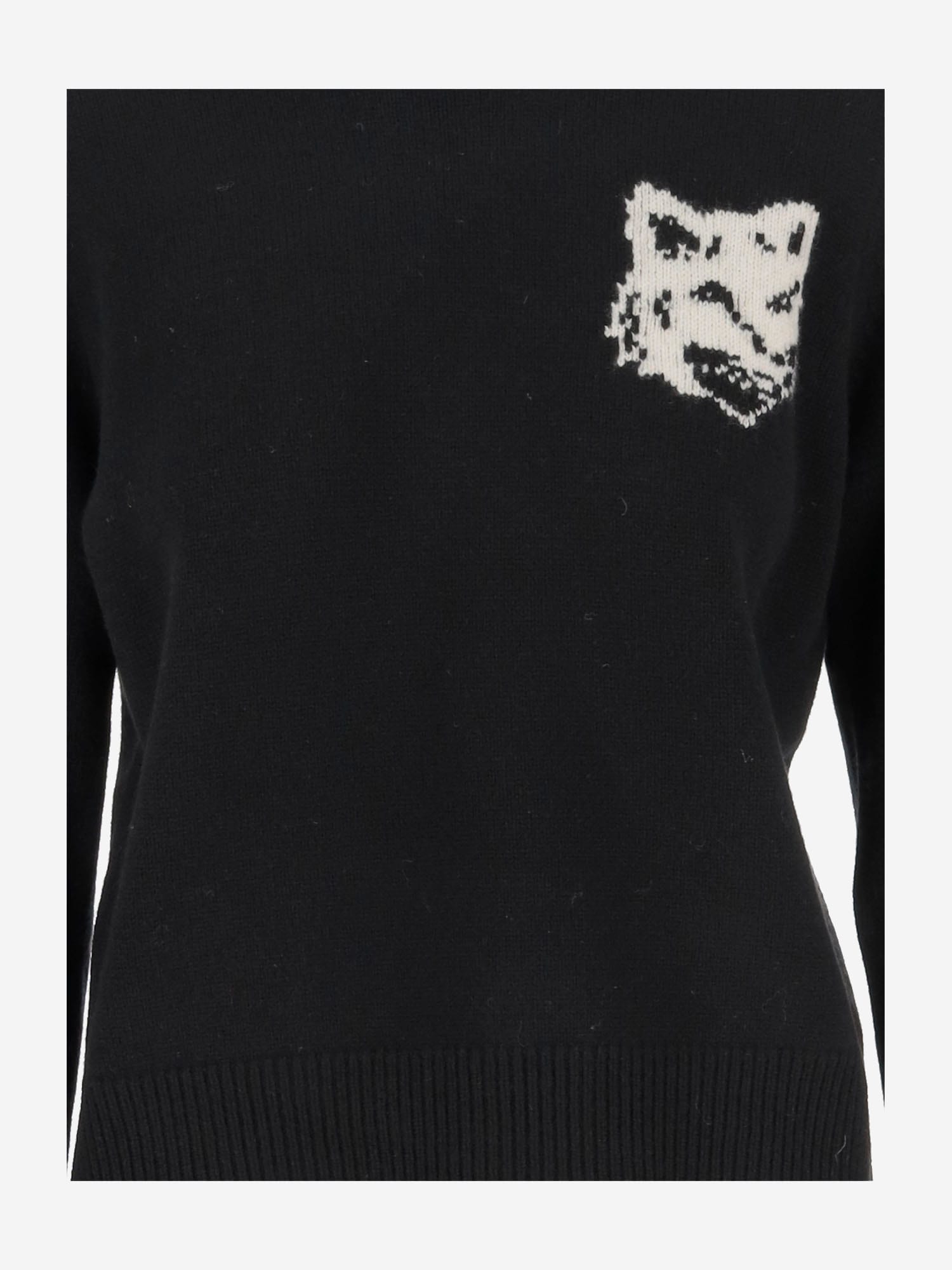 Shop Maison Kitsuné Wool Sweater With Logo In Black