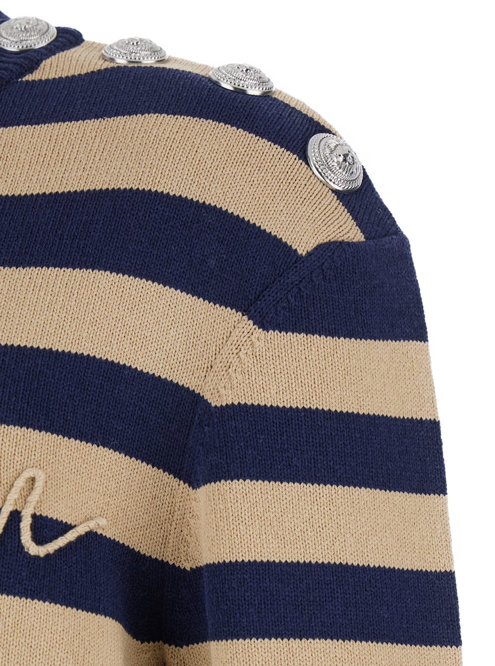 Balmain Embroidered Logo Cotton Sweater In Brown