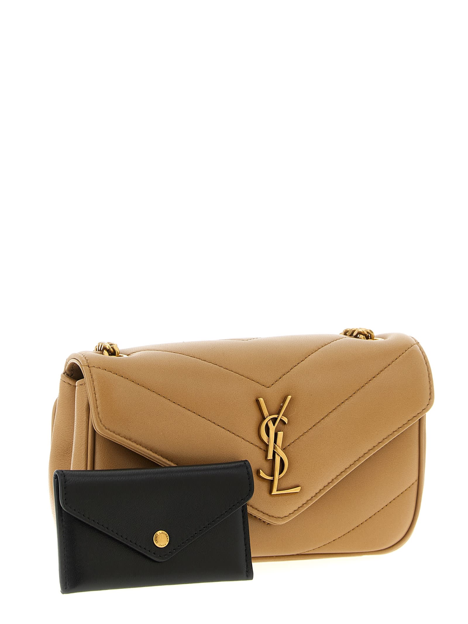 Saint Laurent Loulou Mini Crossbody Bag In Sand