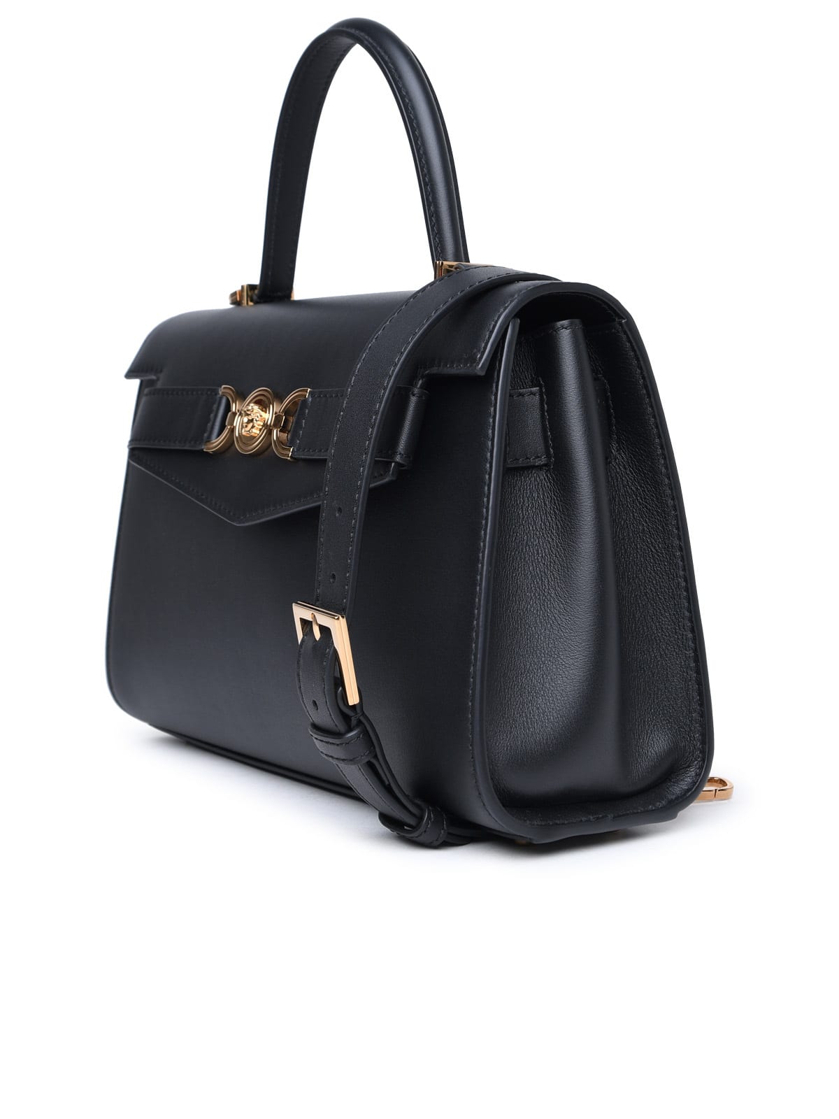 Shop Versace Medium Medusa 95 Black Leather Bag
