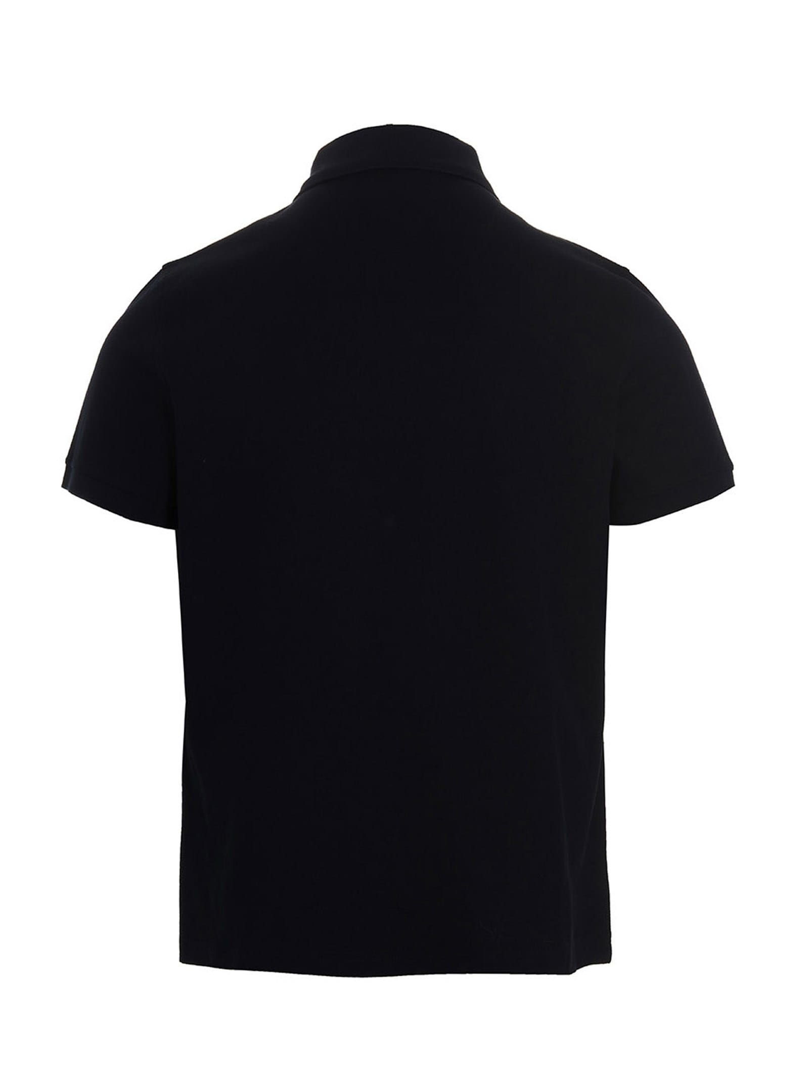 Shop Saint Laurent Embroidered Logo Polo Shirt In Blue