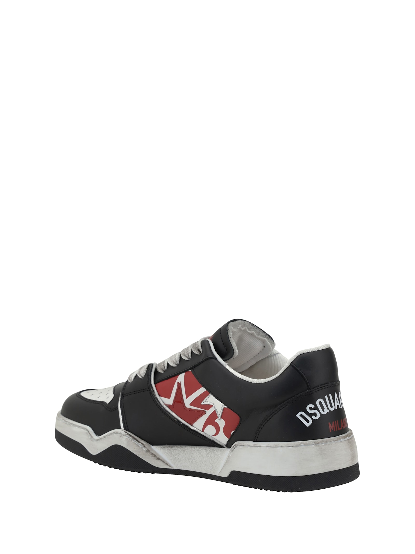 Dsquared2 Black Sneakers With Distressed Effect And Logo On The Heel In Leather Man In M536