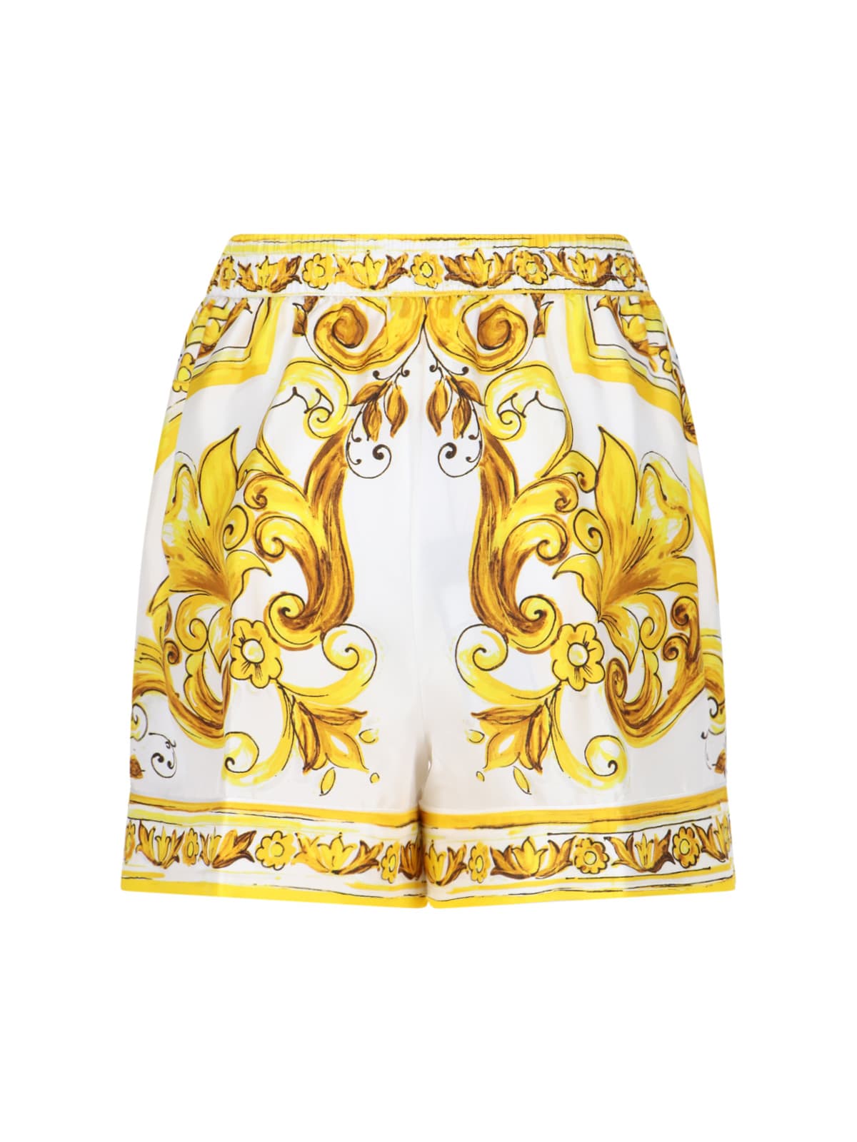 Shop Dolce & Gabbana Maiolica Print Shorts In Yellow