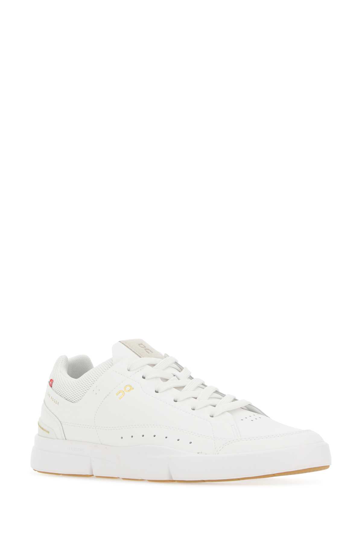 On White Synthetic Leather And Fabric The Roger Center Court Sneakers In Whitegum
