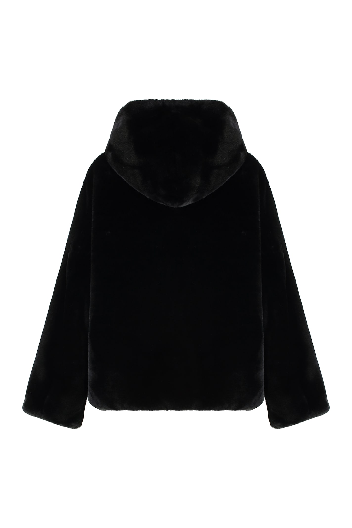 Tatras Eco-fur Hooded Jacket For Casual Style In Black