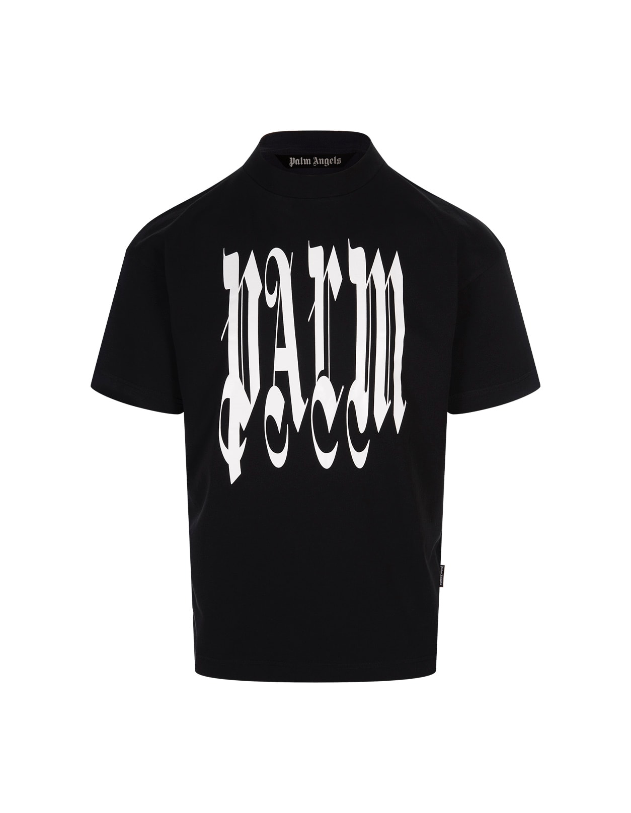 Shop Palm Angels Black Logo Gothic T-shirt