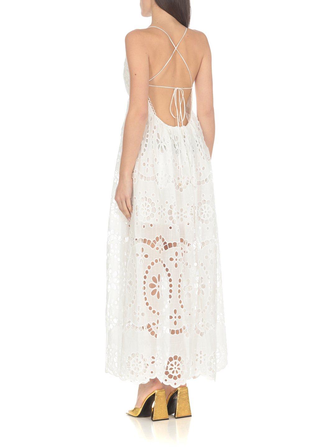 Shop Zimmermann Lexi Embroidered Scallop Edge Slip Dress In White