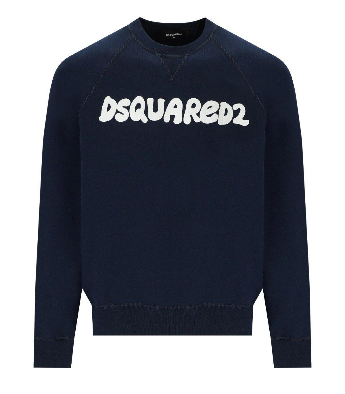 Shop Dsquared2 Logo Printed Crewneck Sweatshirt In Blu