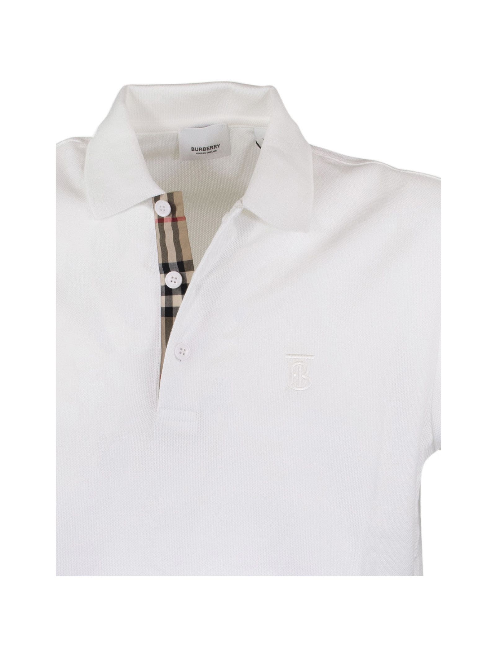 burberry check placket cotton polo shirt