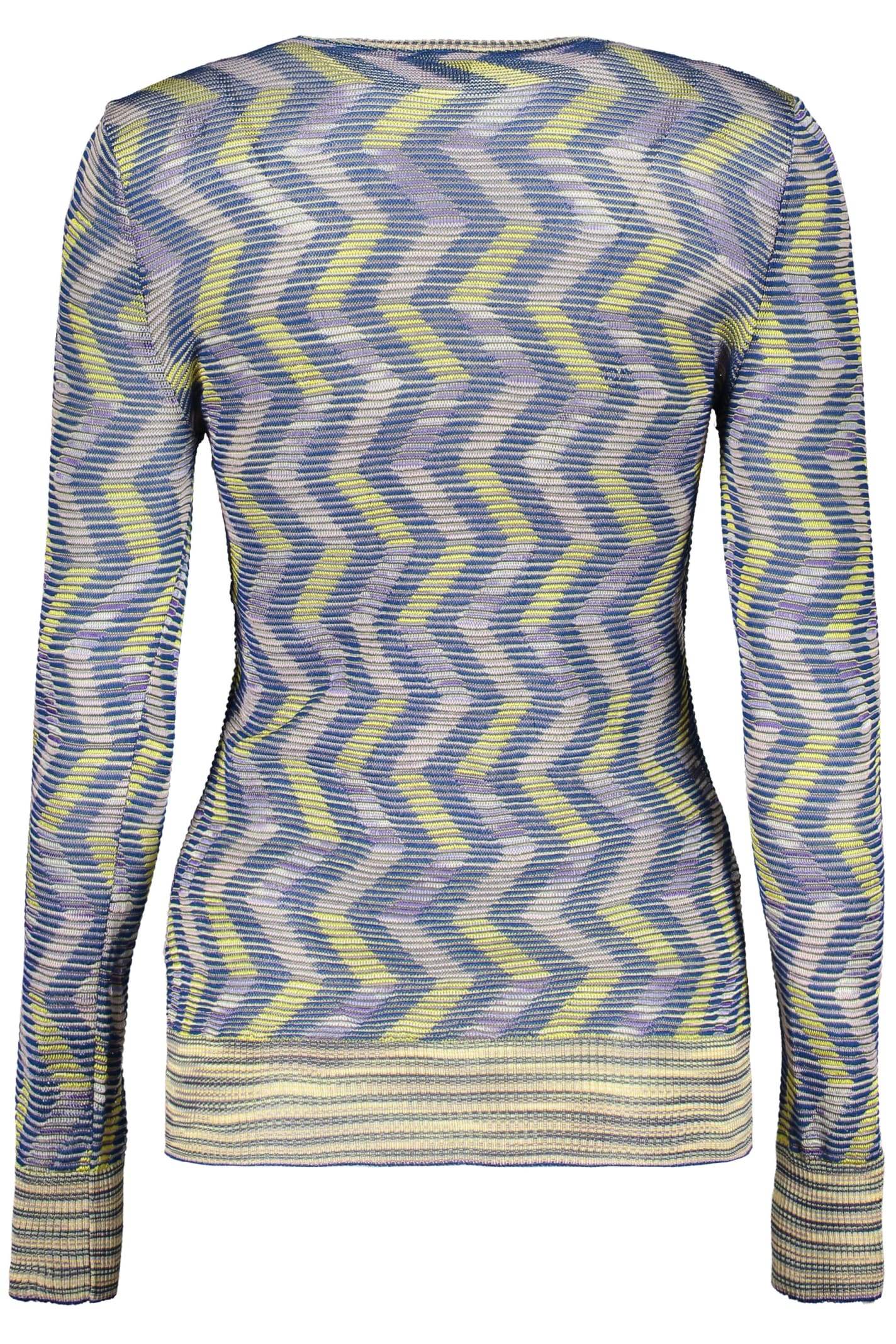 Shop M Missoni Long Sleeve Crew-neck Sweater In Blue