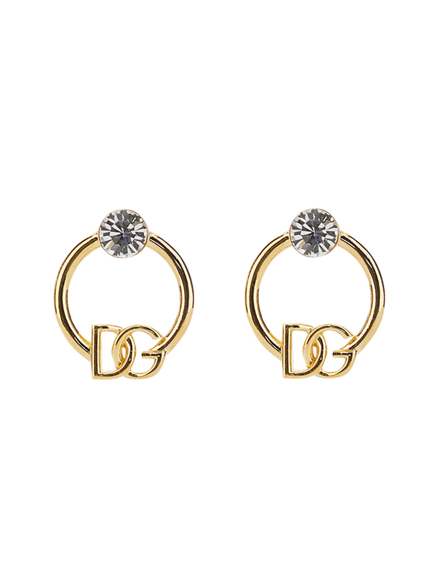 Dolce & Gabbana Rhinestone And Logo Hoop Earrings