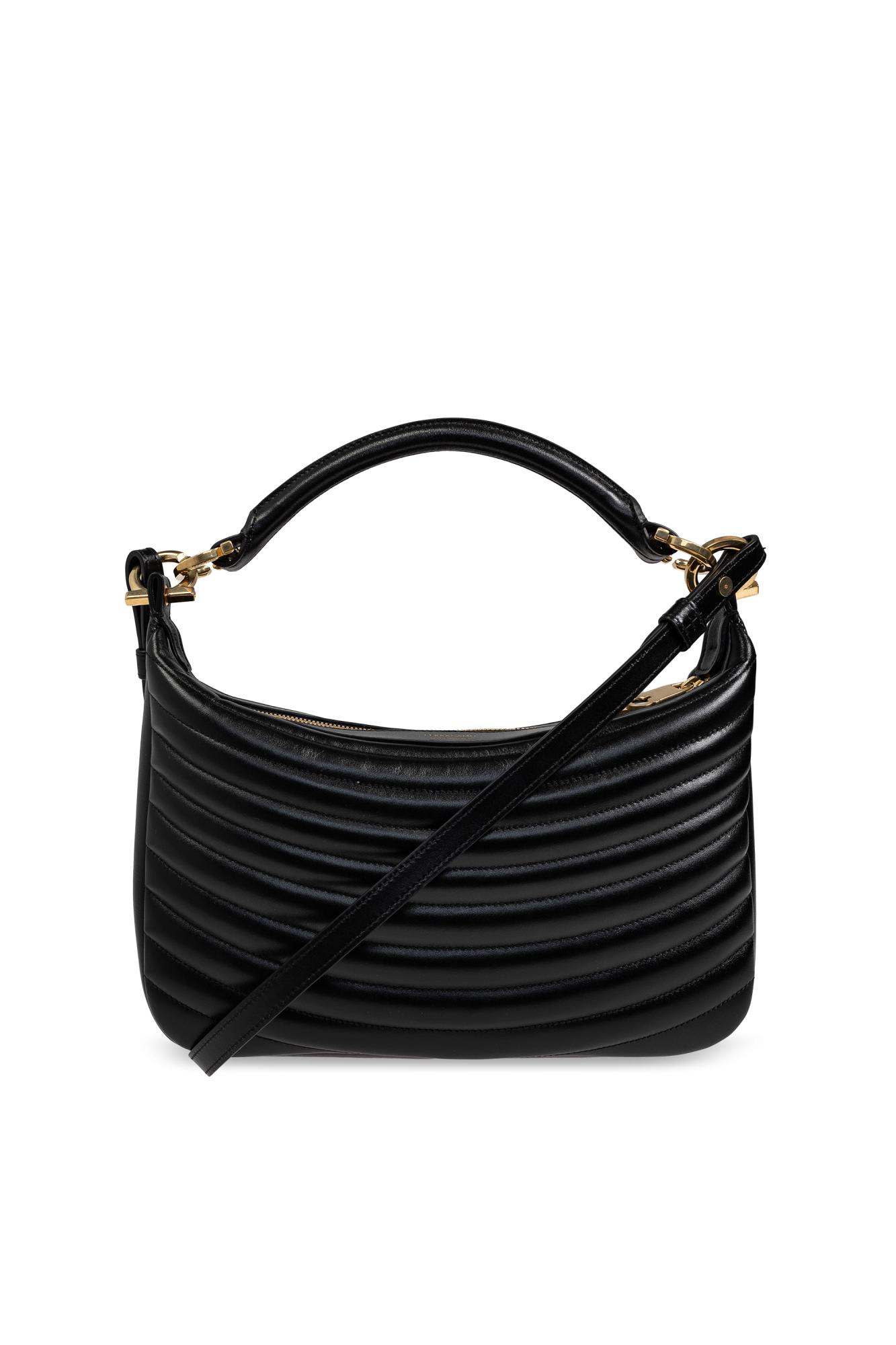 Shop Ferragamo Quilted Shoulder Bag In Nero