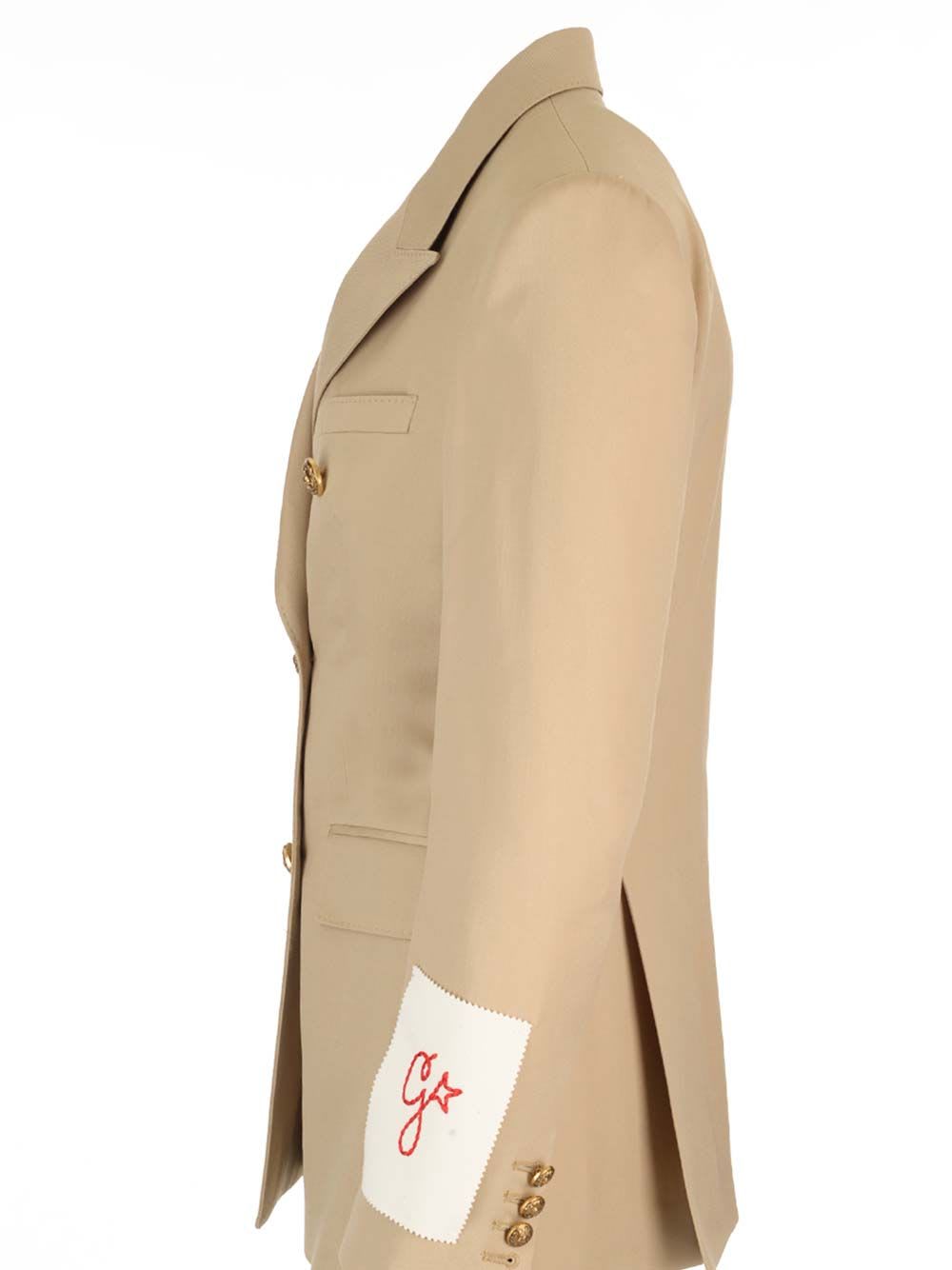 Golden Goose Womens Double-breasted Blazer In Sand With Gold Heraldic Buttons In Sand